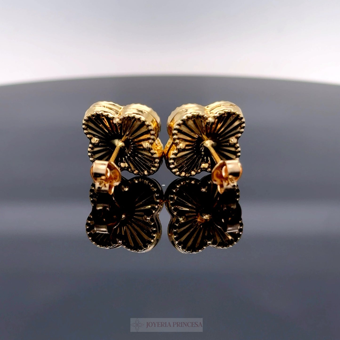 Aretes Trébol Verde Oro