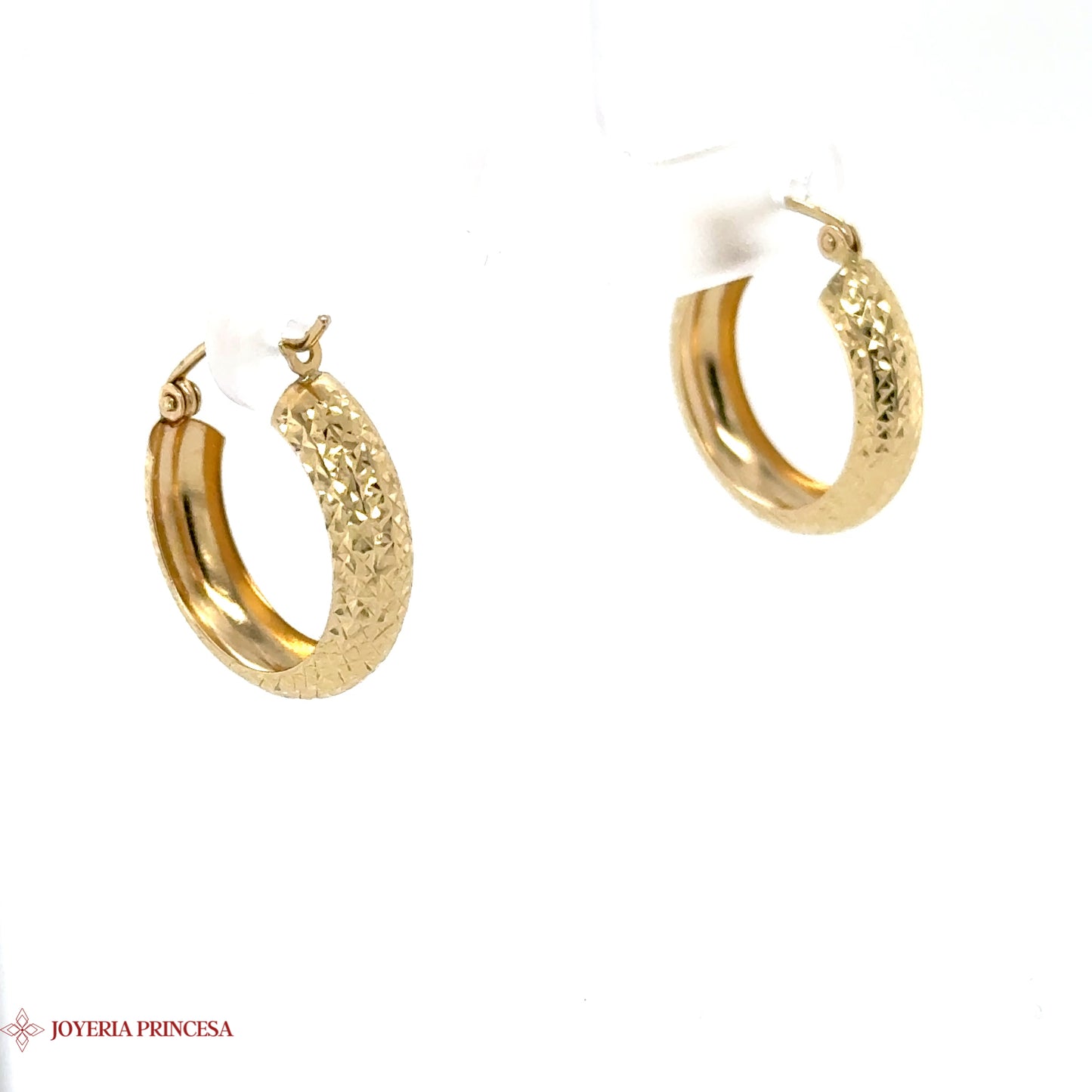 Aretes de aro texturizados Golden Radiance 14K