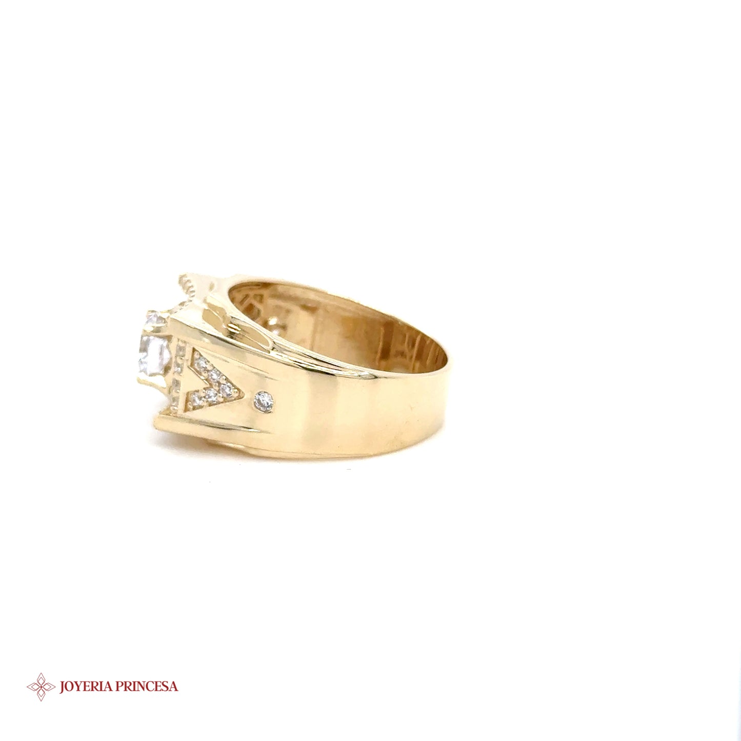 Anillo corona circonita 14K