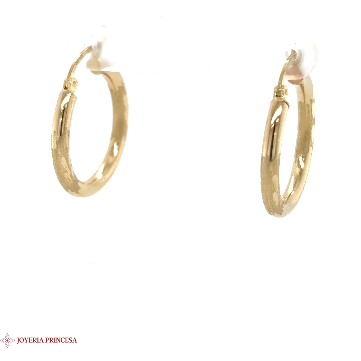 Aretes de aro estrecho de oro clásico de 14 quilates
