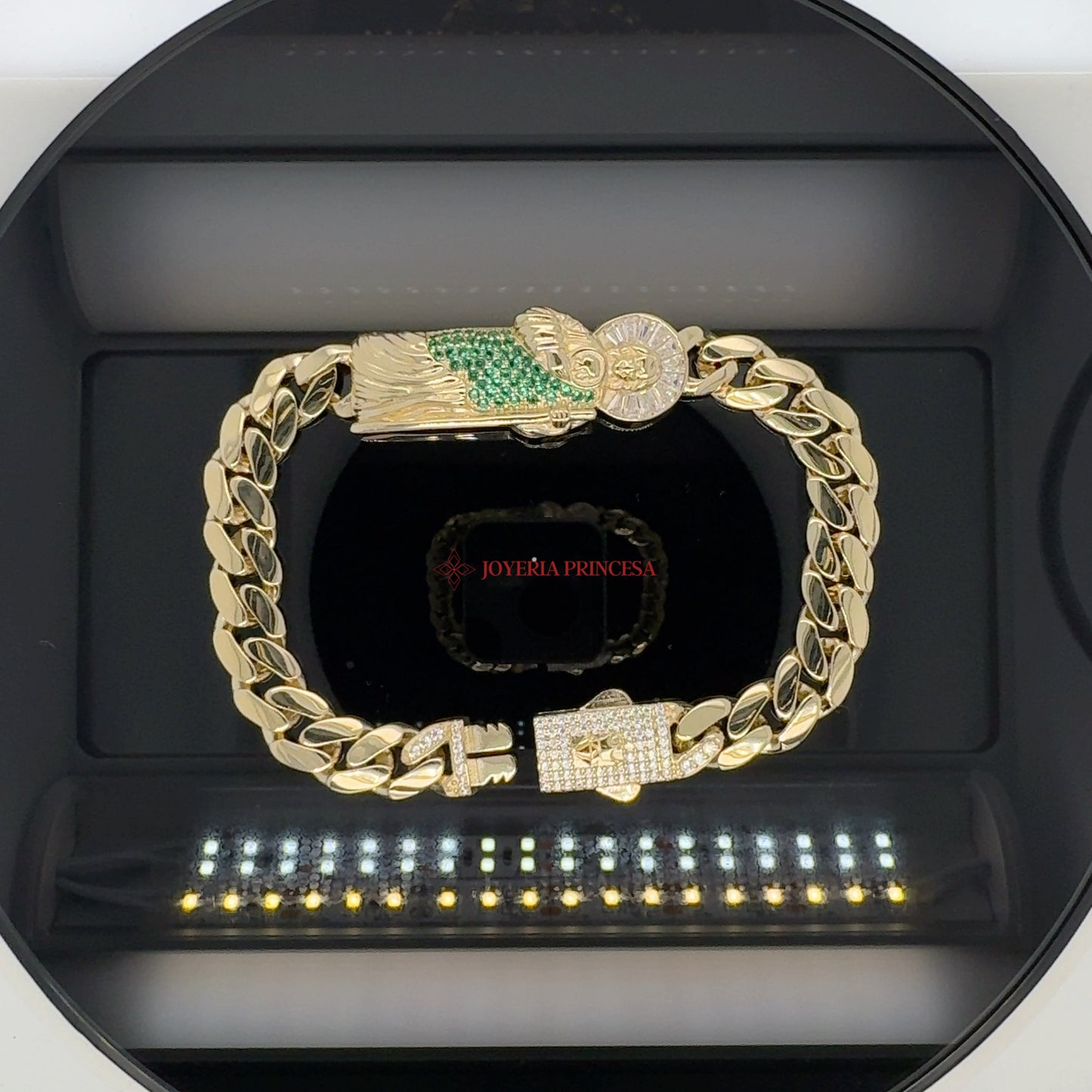 Pulsera de eslabones cubanos San Judas 14K