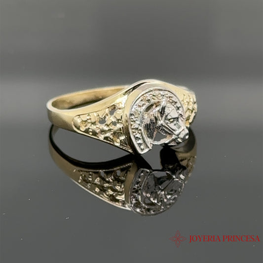 Anillo herradura bicolor 14K