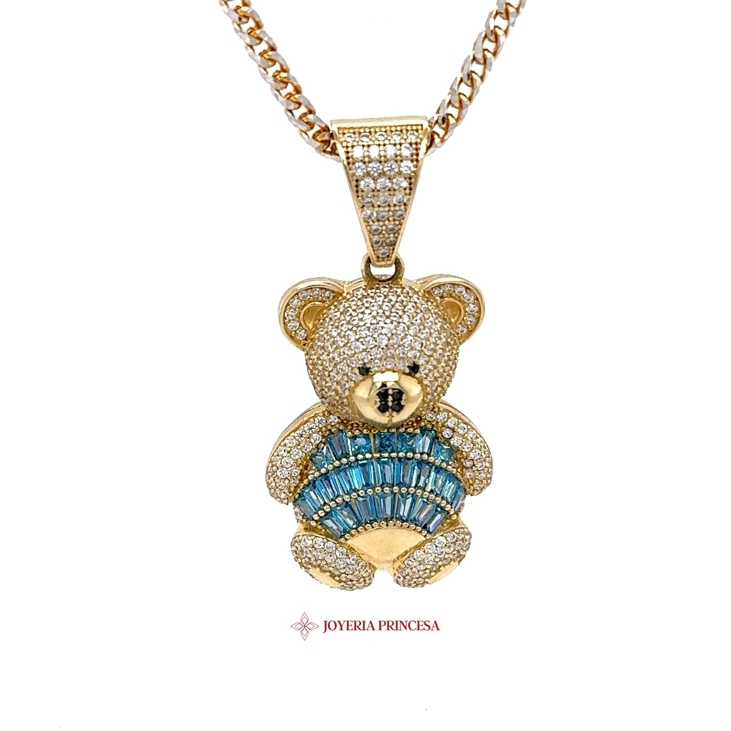 Osito de peluche azul baguette 14K