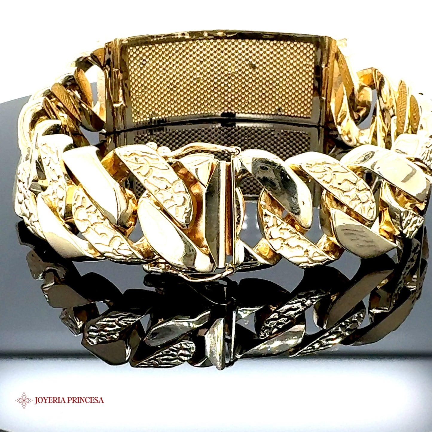 Pulsera de eslabones de pepita cubana de 14 quilates