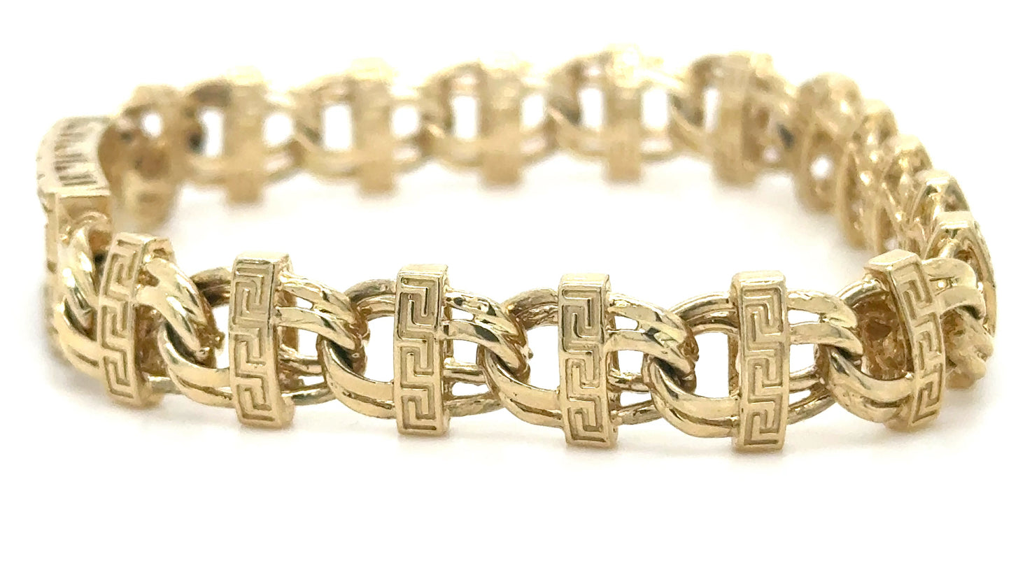 14K Customizable Greek Key Link Bracelet