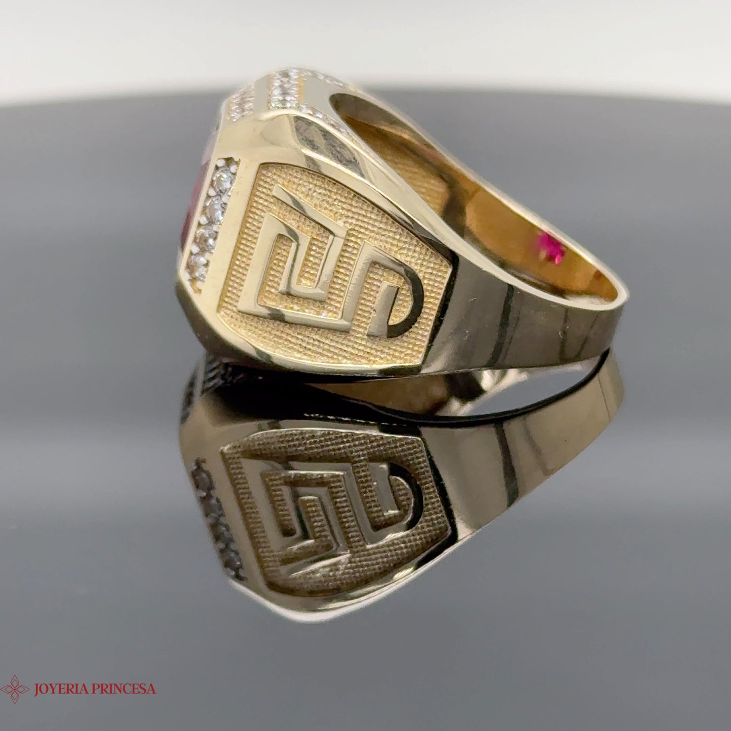 Anillo de oro de 14 quilates con rubí para hombre