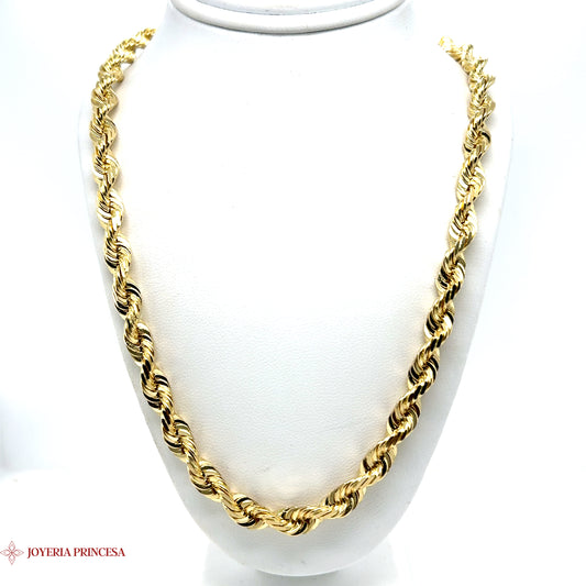 Cadena de cuerda maciza de 14 quilates y 26 pulgadas
