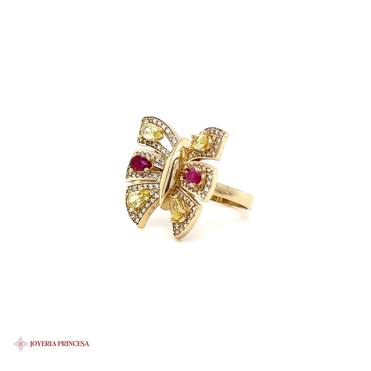 Anillo Mariposa Oro 14K con Circonitas