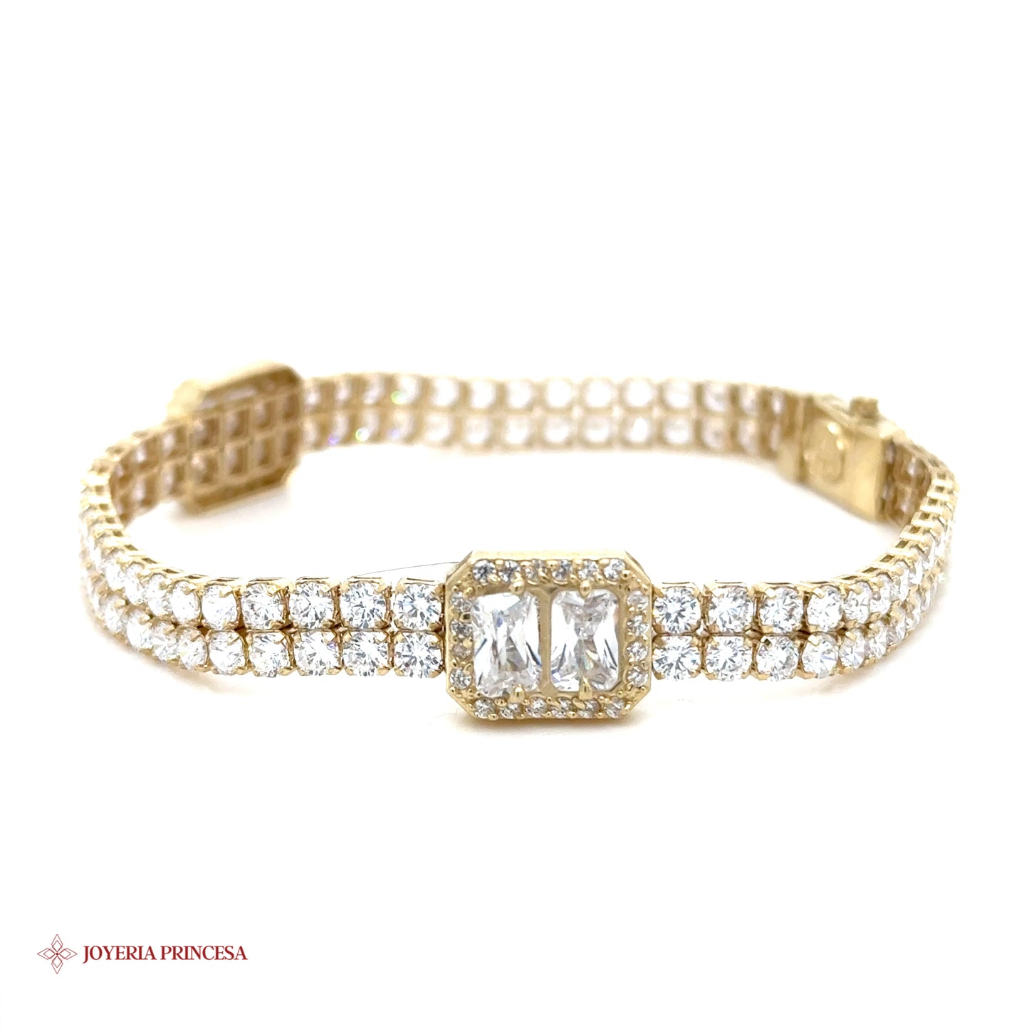 Pulsera de oro de 10 quilates de doble fila