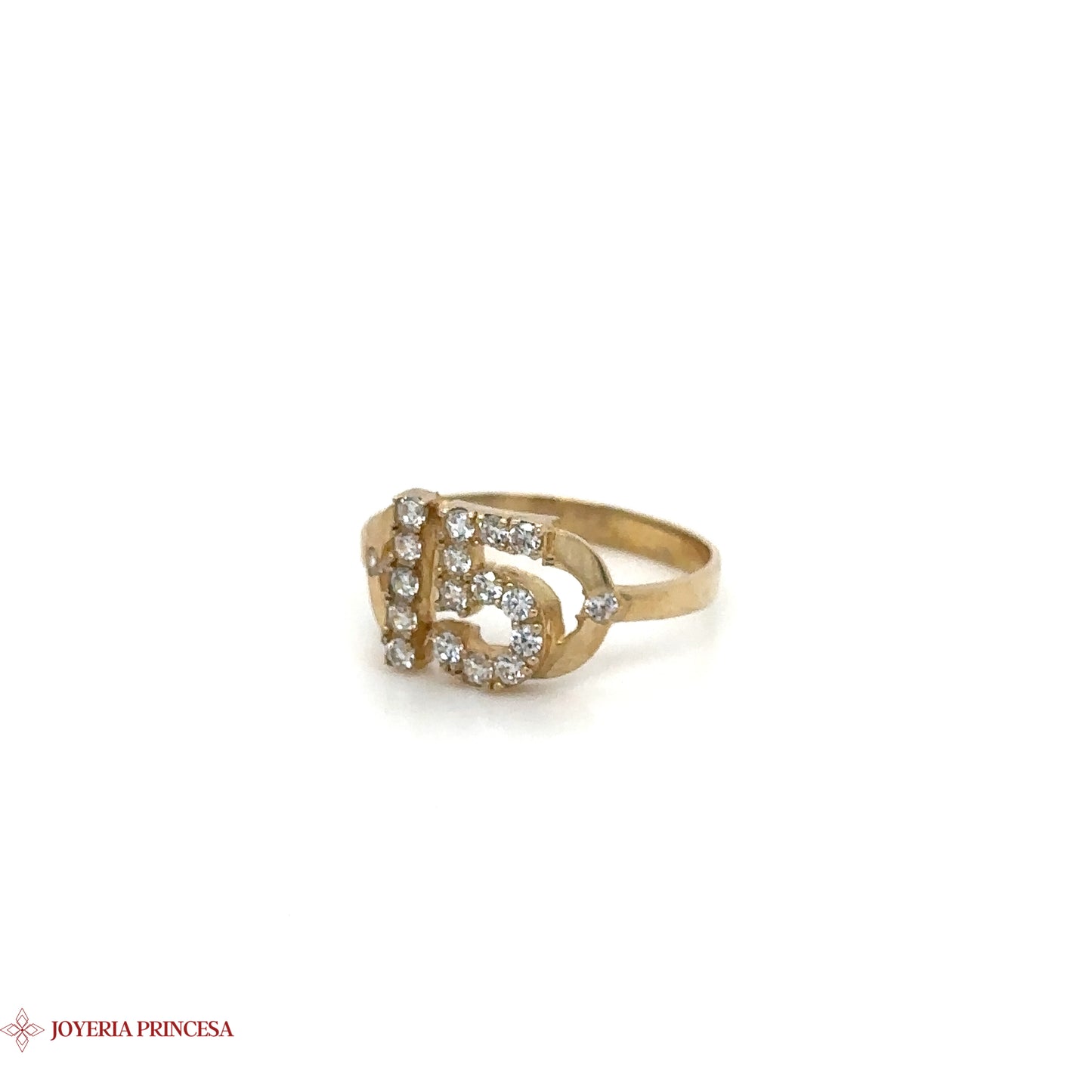 Anillo Quinceañera Oro 10K con Cristales