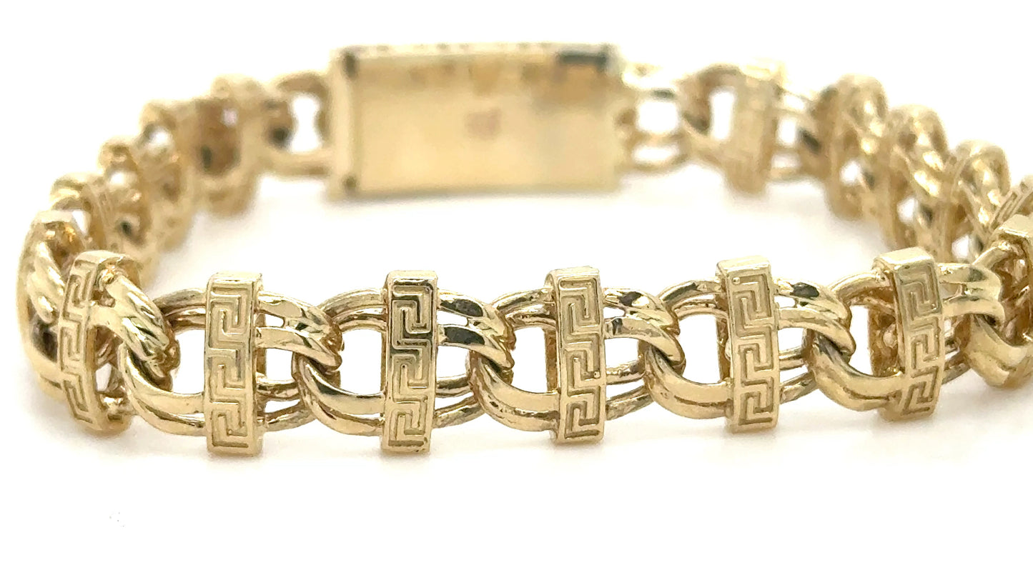 14K Customizable Greek Key Link Bracelet