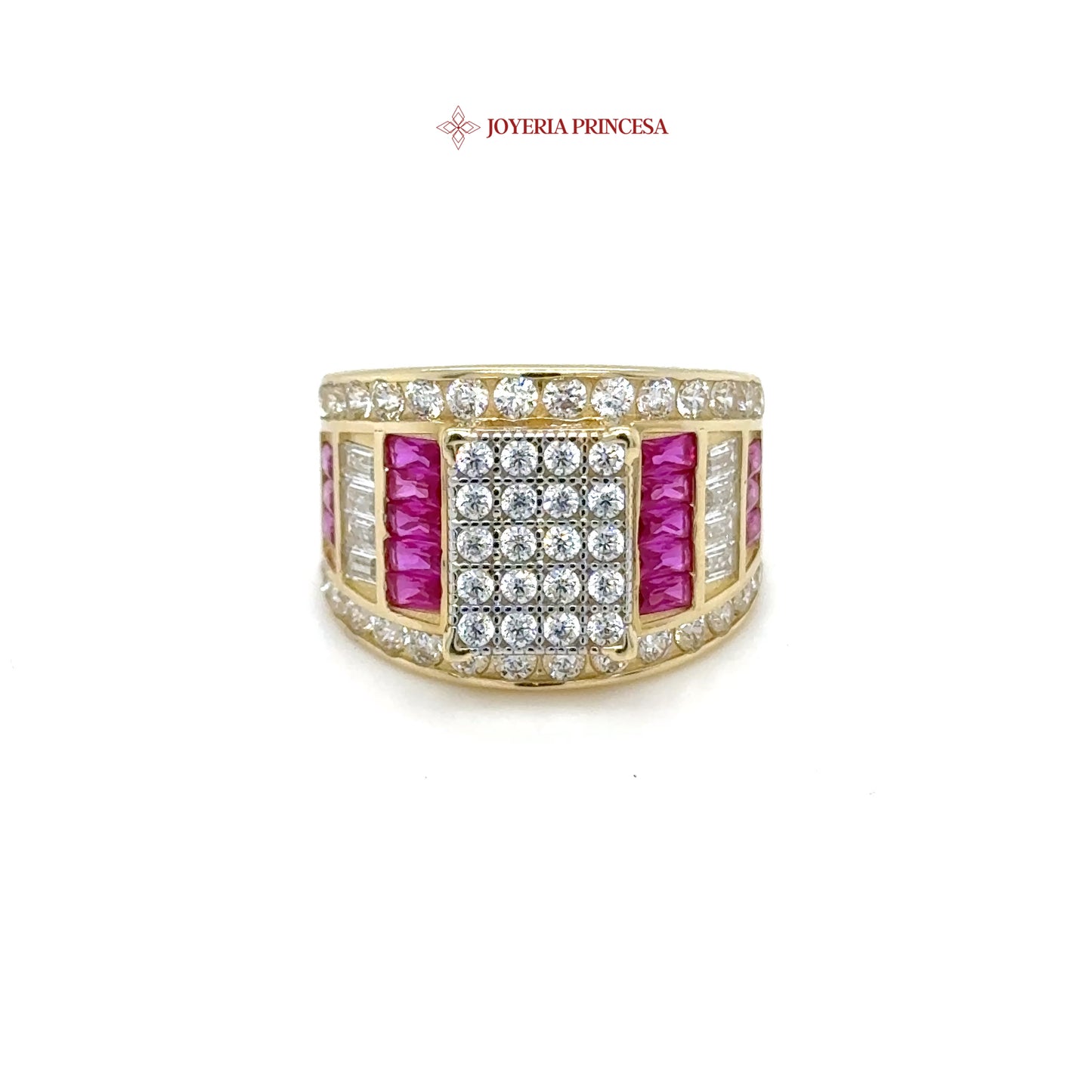 Anillo de oro de 14 quilates con circonitas rosas