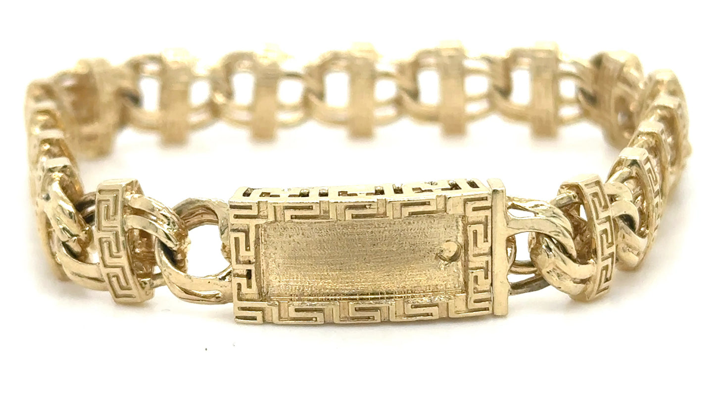 14K Customizable Greek Key Link Bracelet