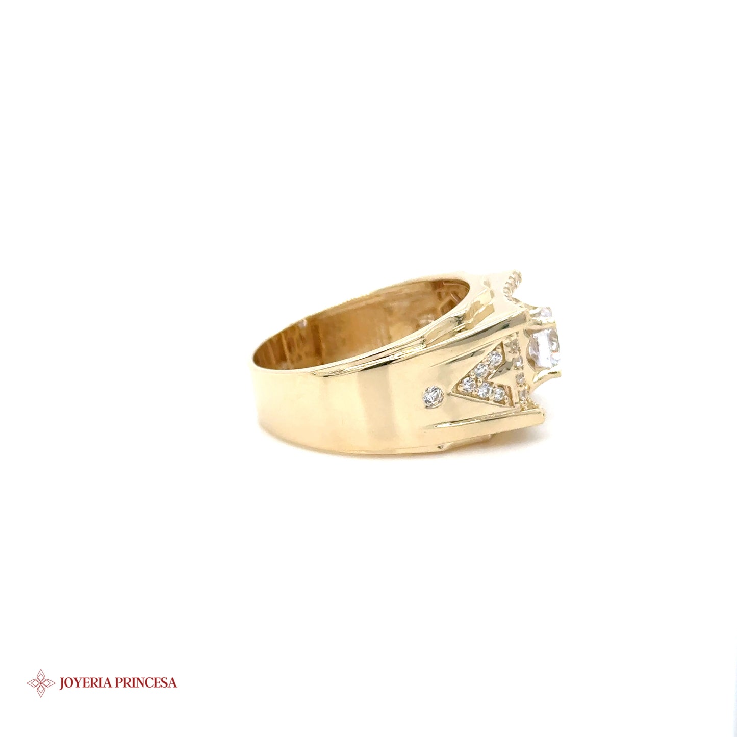 Anillo corona circonita 14K