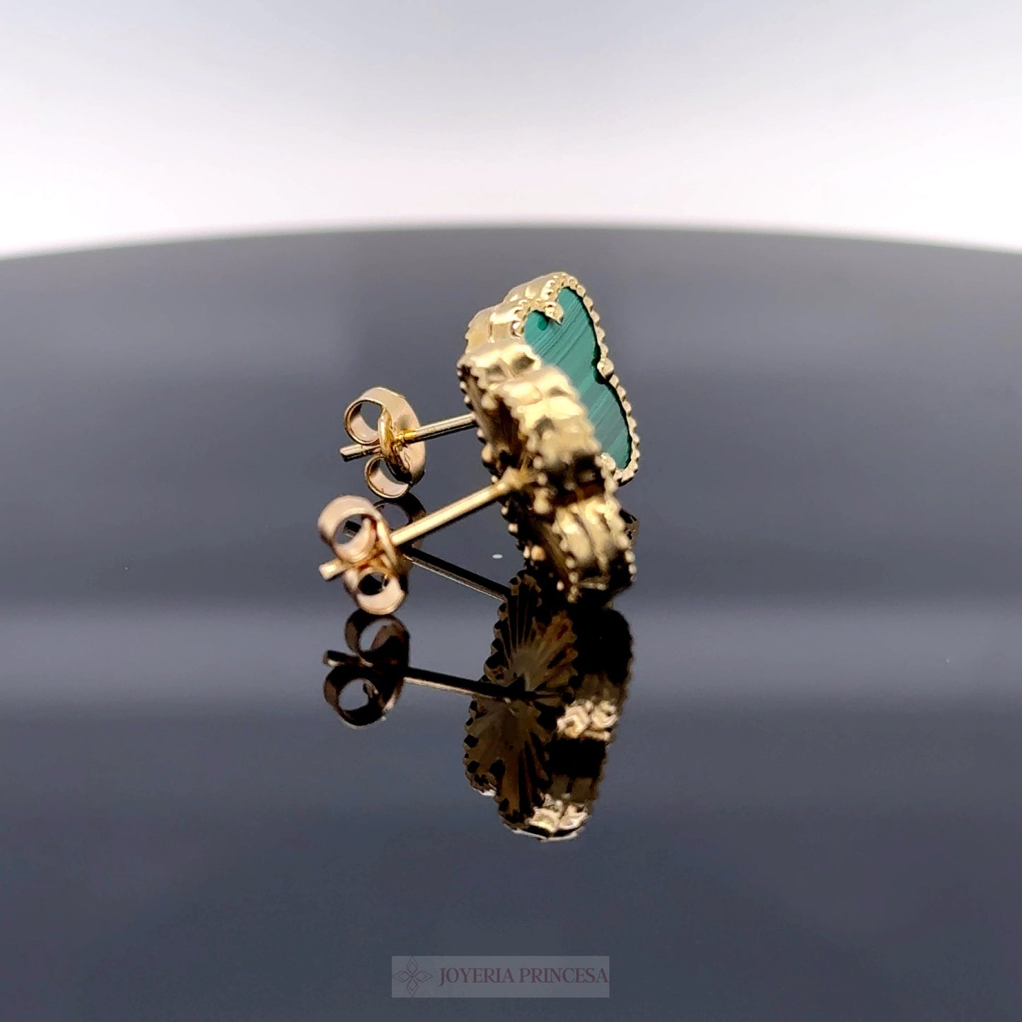 Aretes Trébol Verde Oro