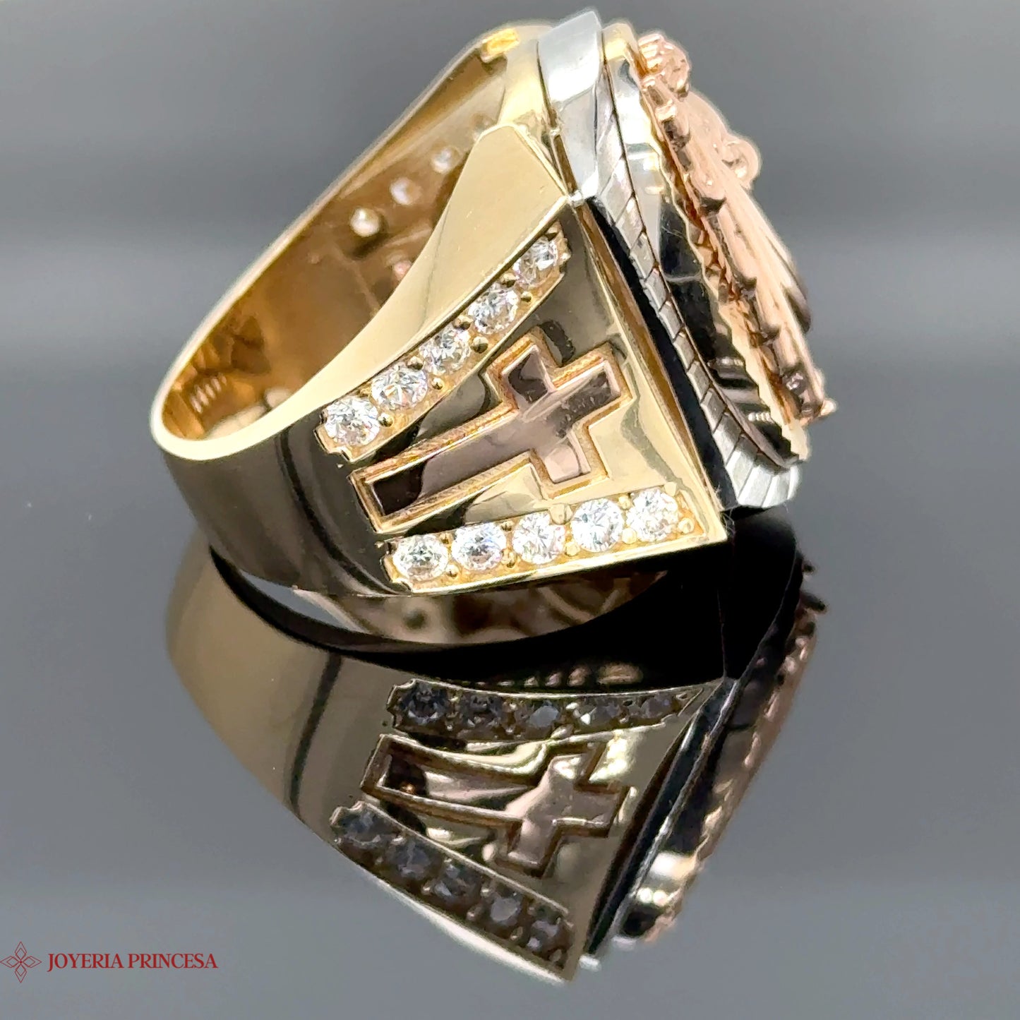 Anillo de oro de 14 quilates en 3 tonos San Judas