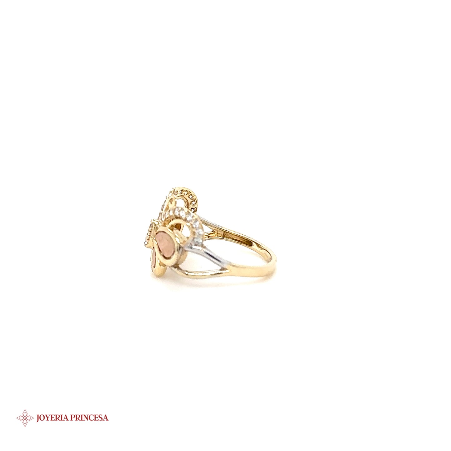 Anillo de oro de 14 quilates con mariposa y circonitas