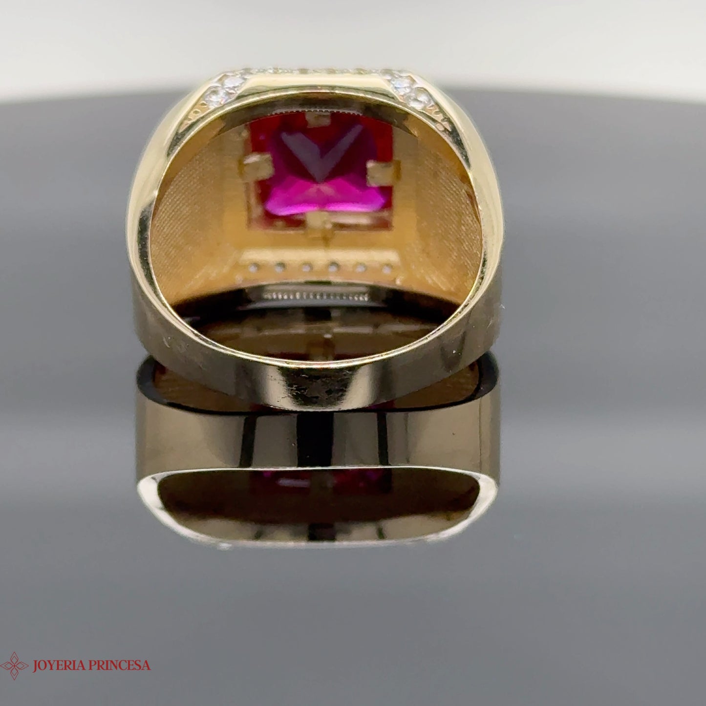 Anillo de oro de 14 quilates con rubí para hombre