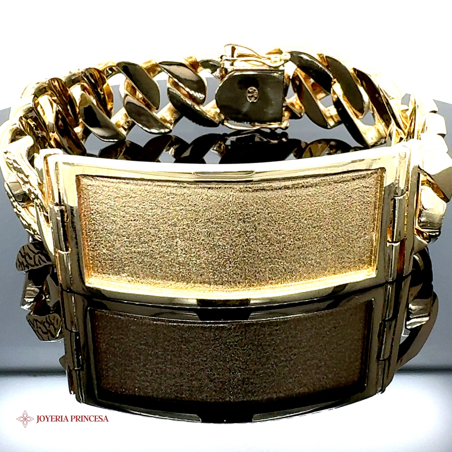 Pulsera de eslabones de pepita cubana de 14 quilates