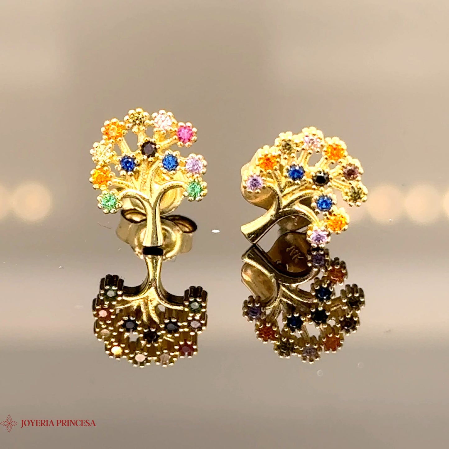 Aretes Árbol 14K