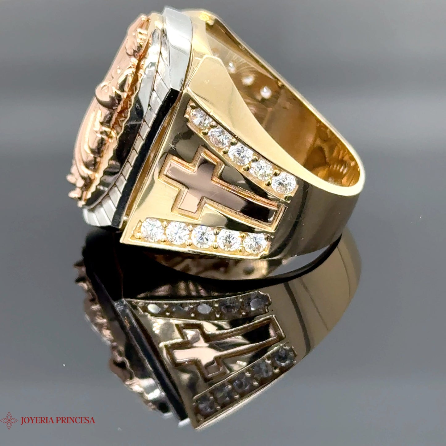 Anillo de oro de 14 quilates en 3 tonos San Judas