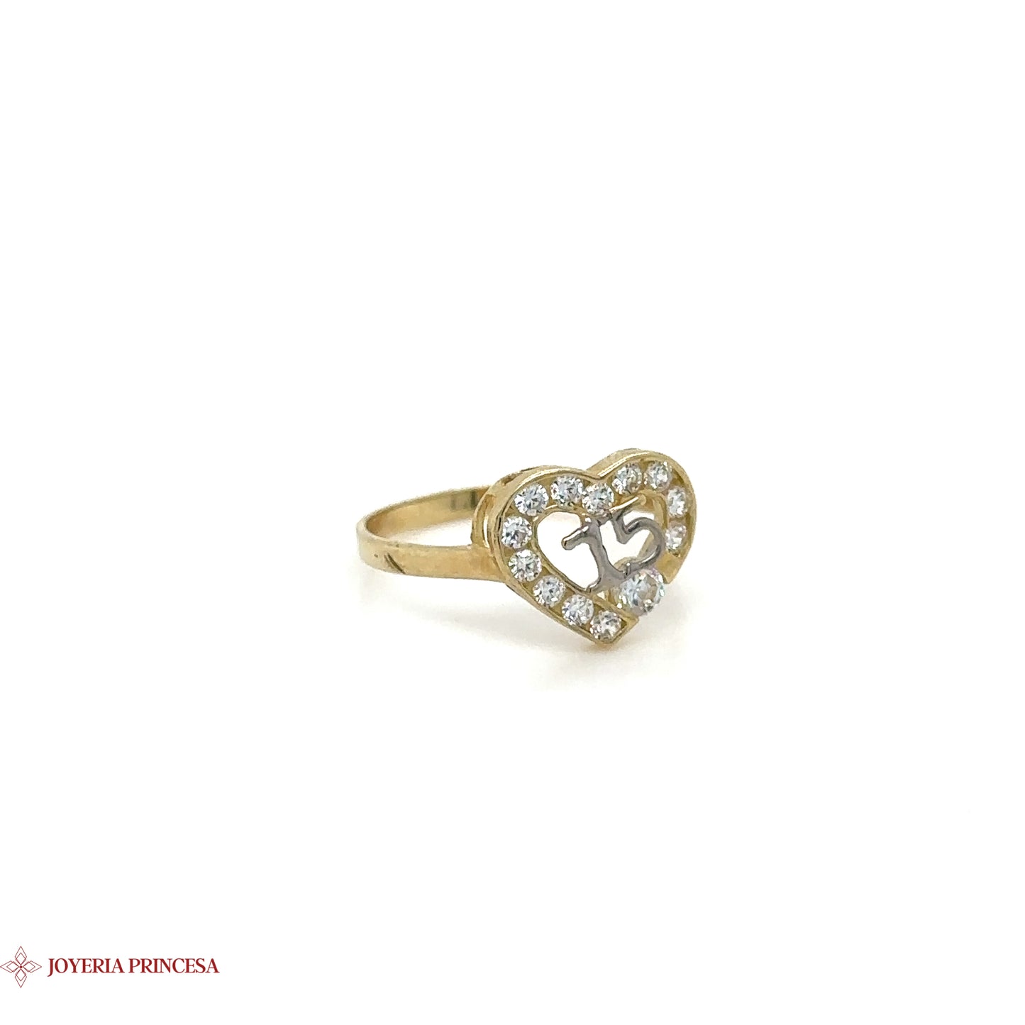 10K Charming Quinceañera Heart Ring