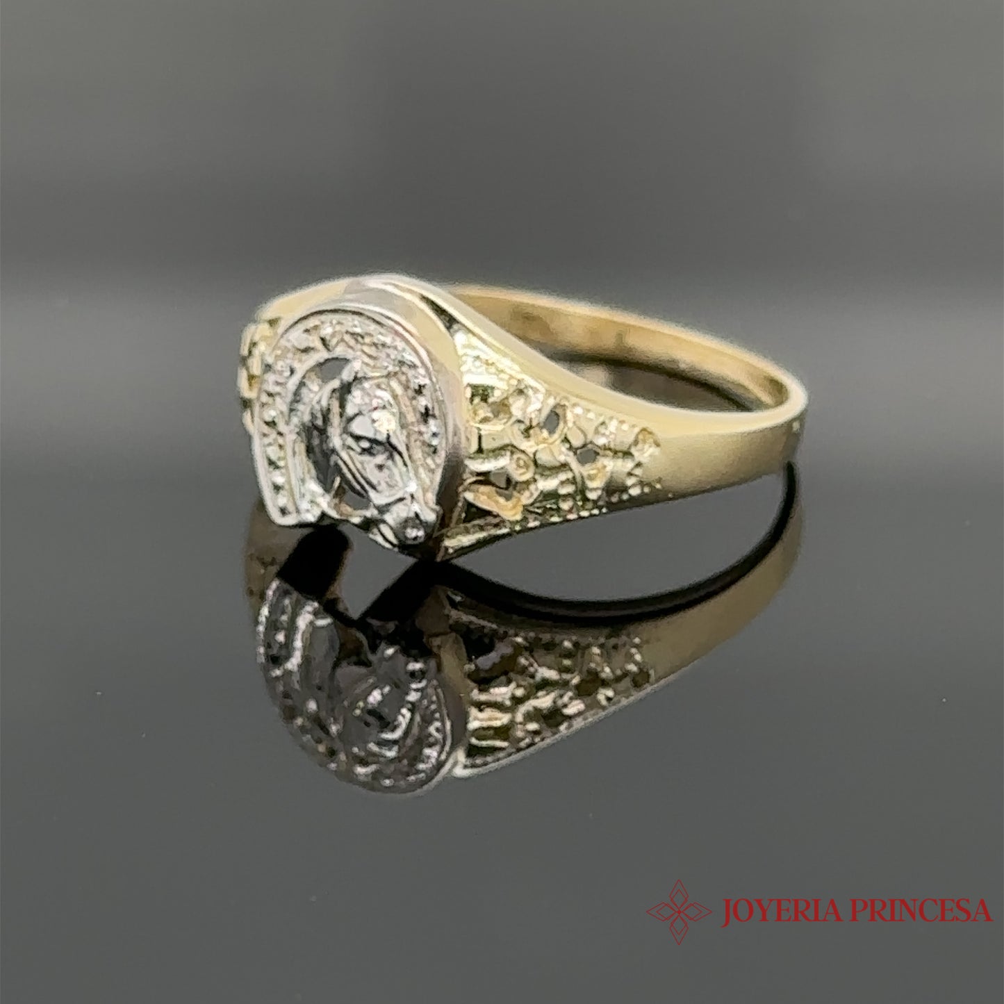 Anillo herradura bicolor 14K