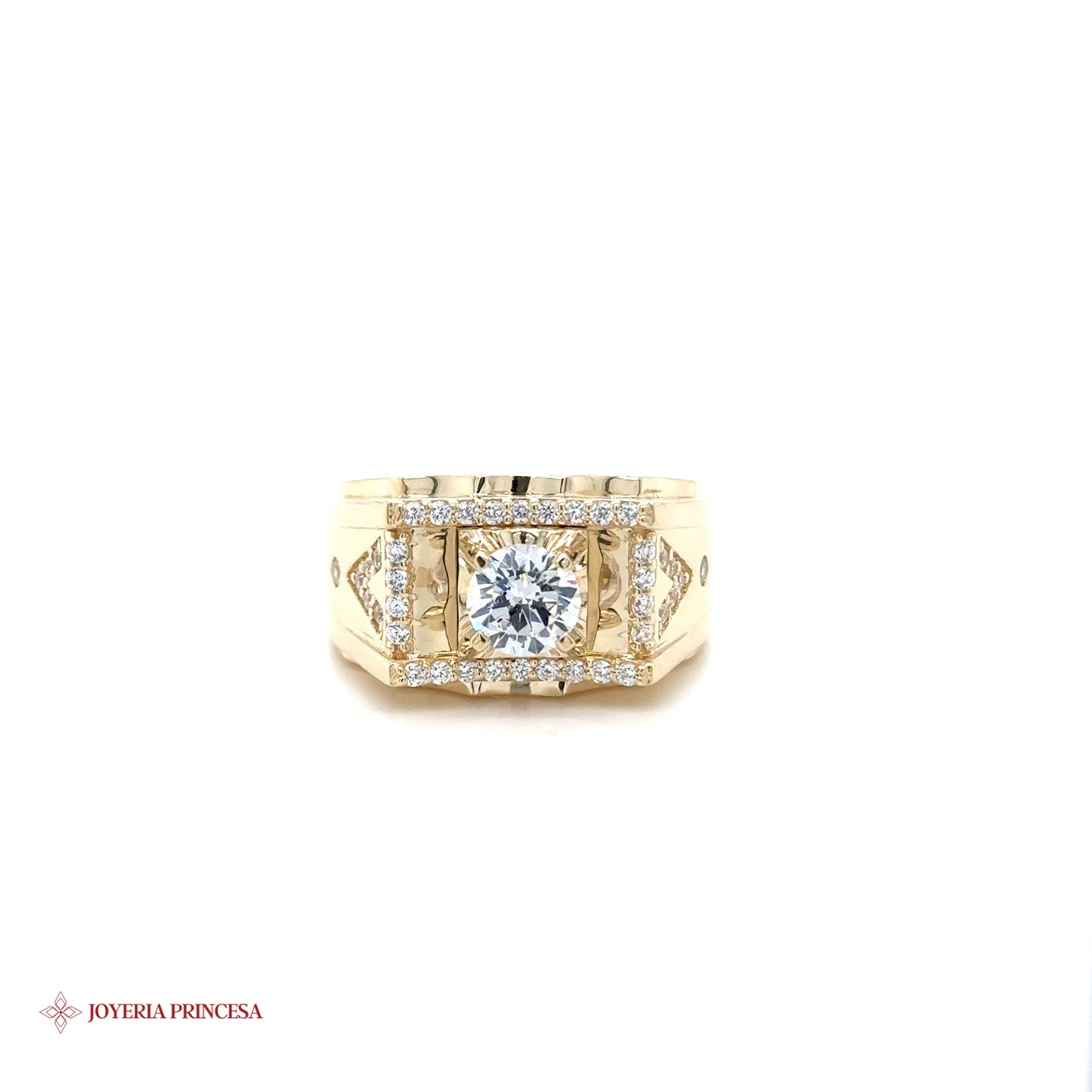 Anillo corona circonita 14K