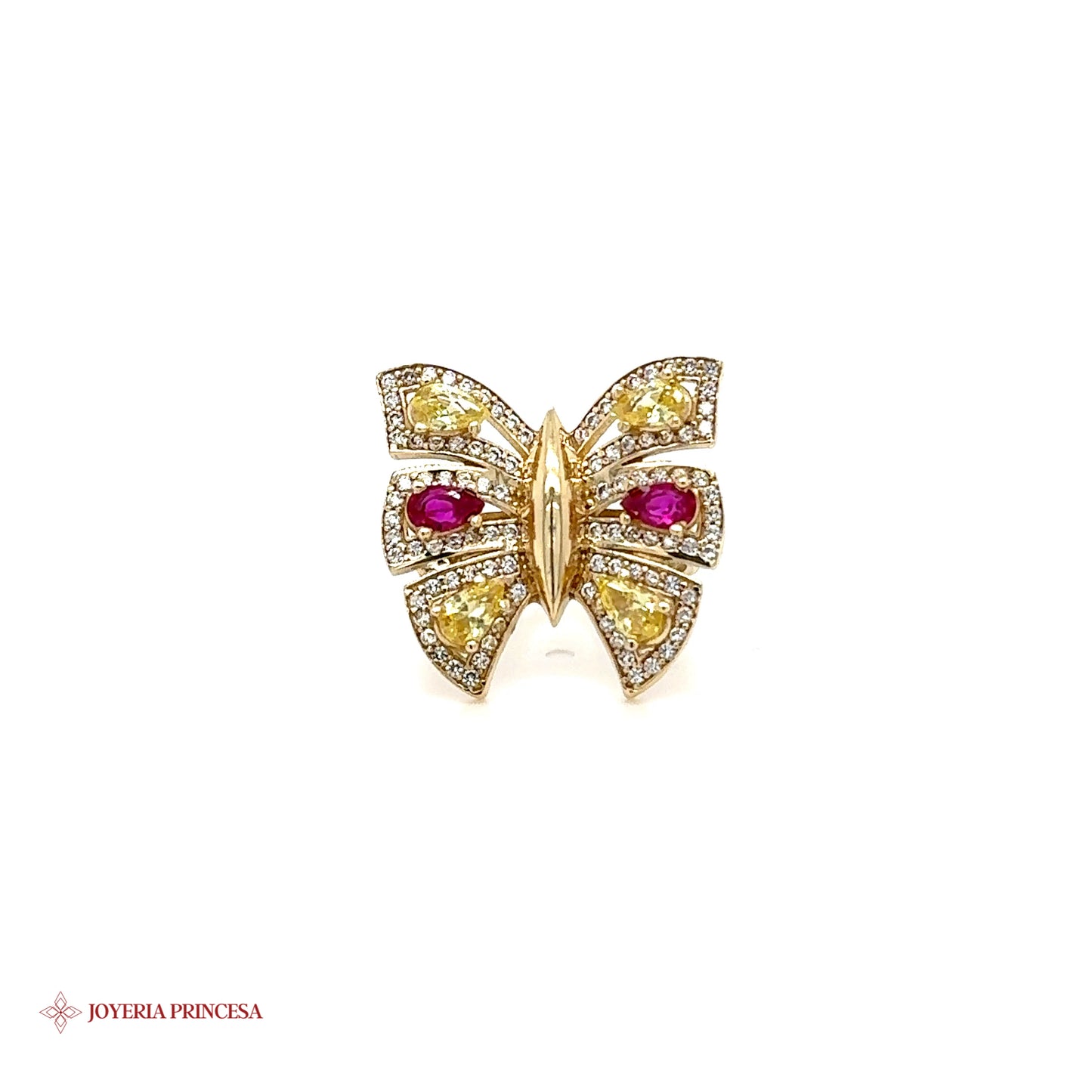 Anillo Mariposa Oro 14K con Circonitas