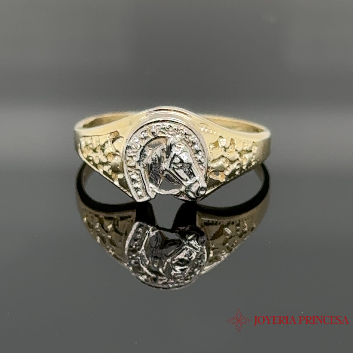Anillo herradura bicolor 14K