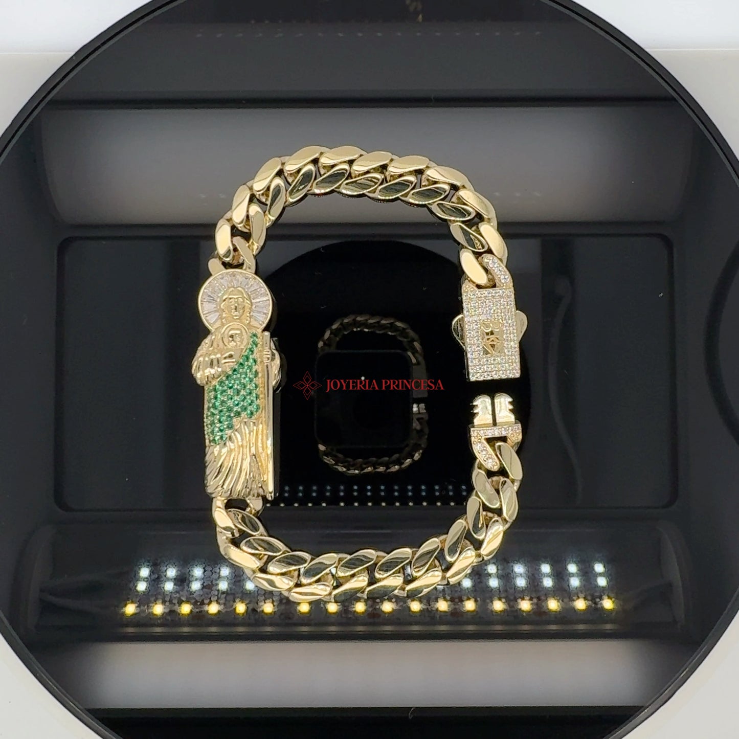Pulsera de eslabones cubanos San Judas 14K