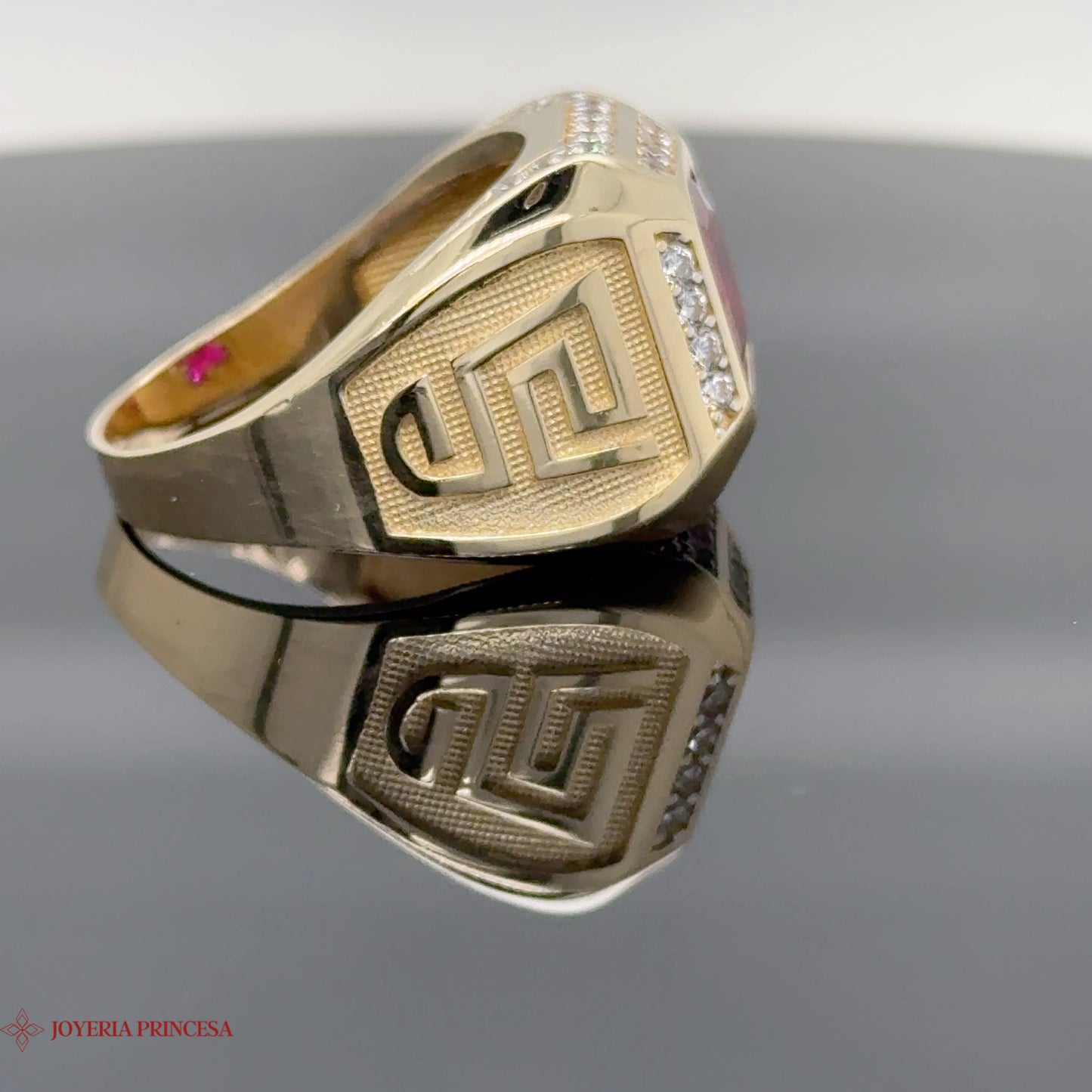 Anillo de oro de 14 quilates con rubí para hombre