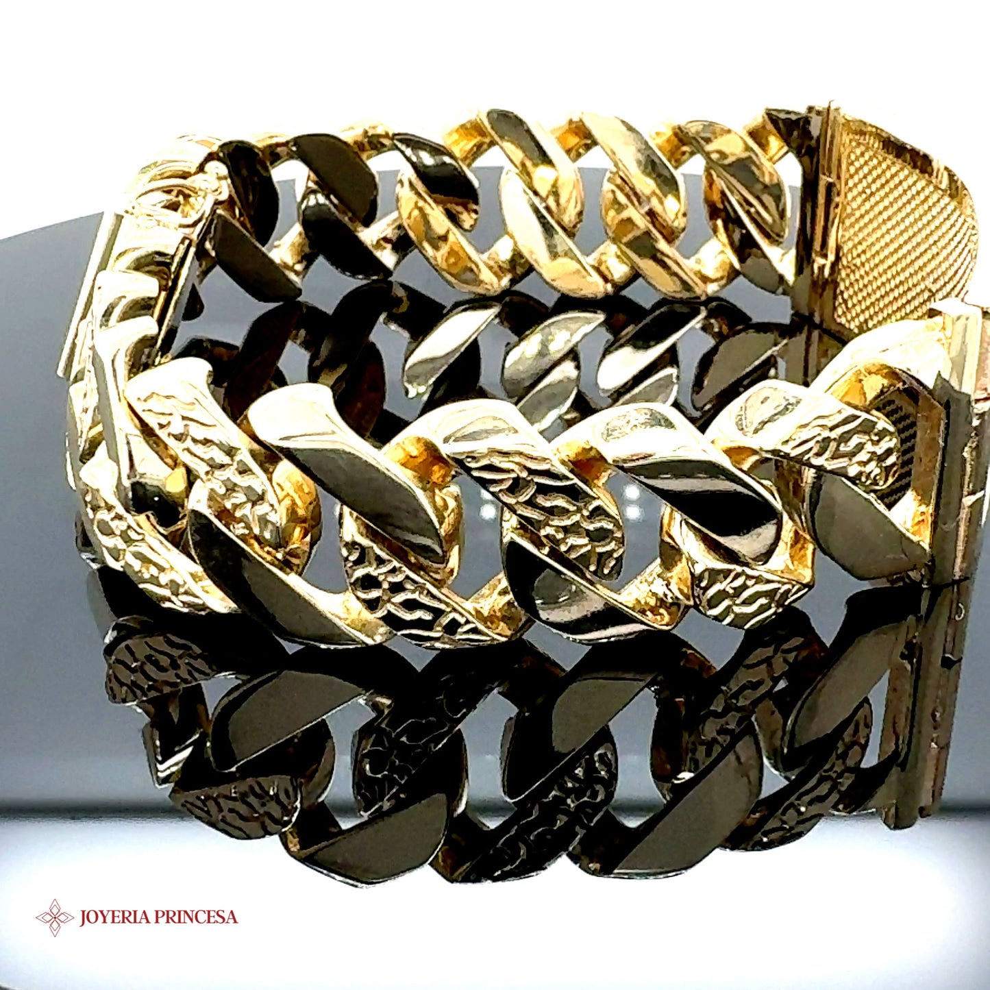 Pulsera de eslabones de pepita cubana de 14 quilates