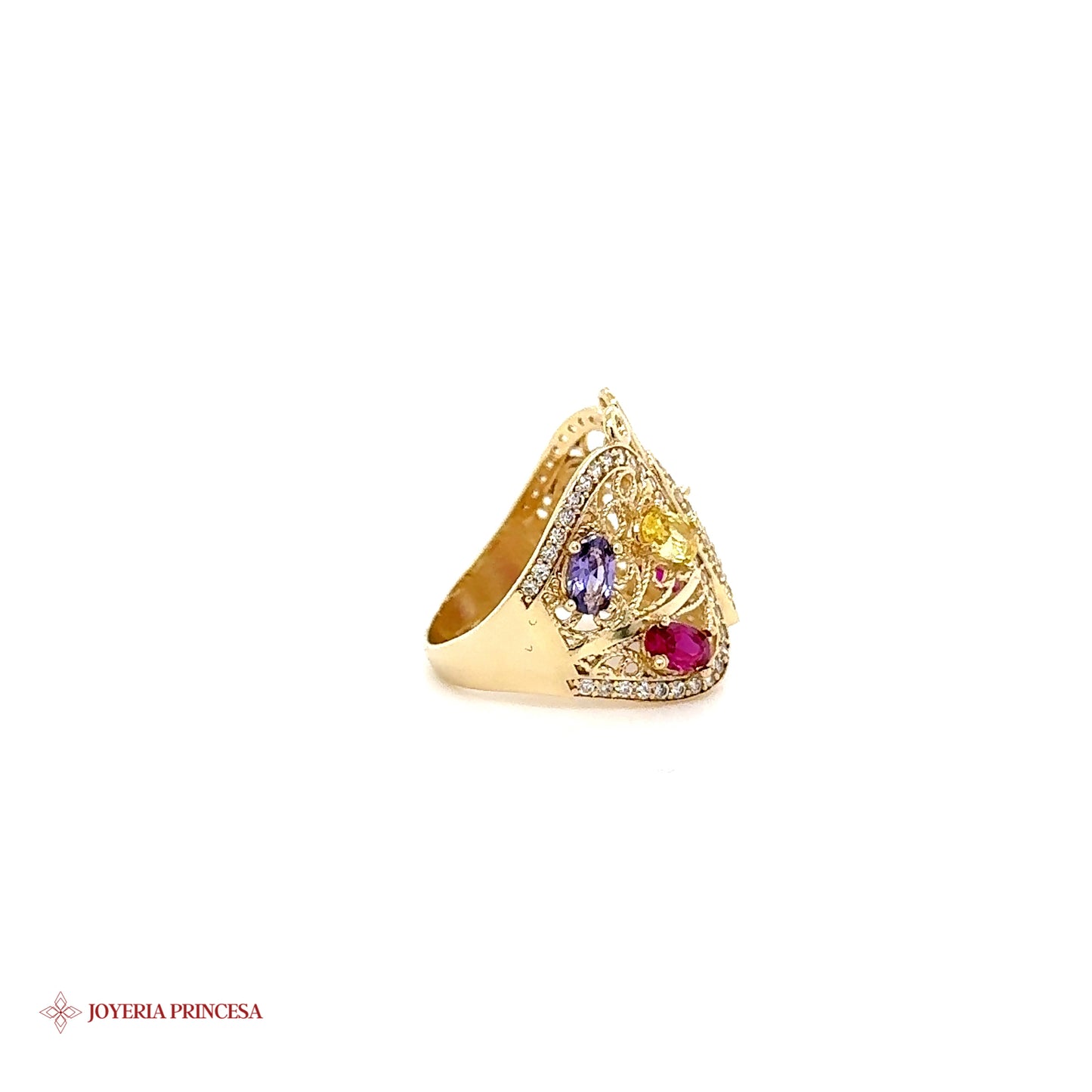 Anillo Mariposa 14K con Piedras Preciosas