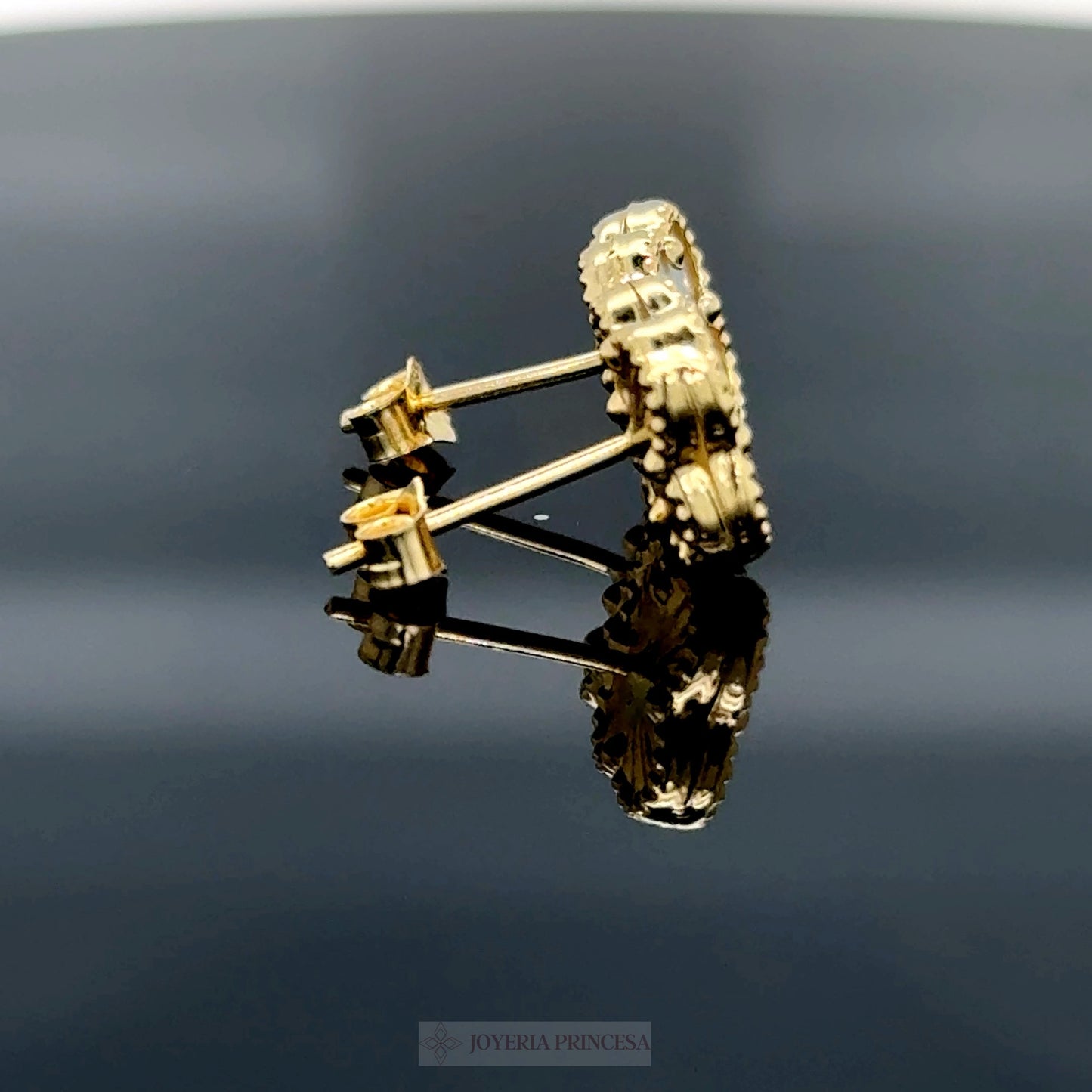 Aretes Trébol Blanco Oro