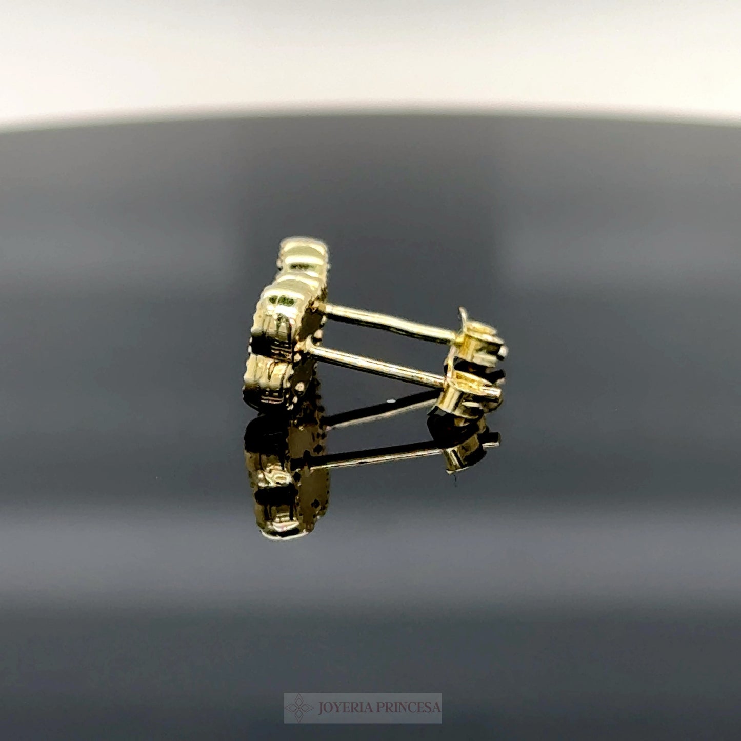 Aretes Trébol Negro Oro