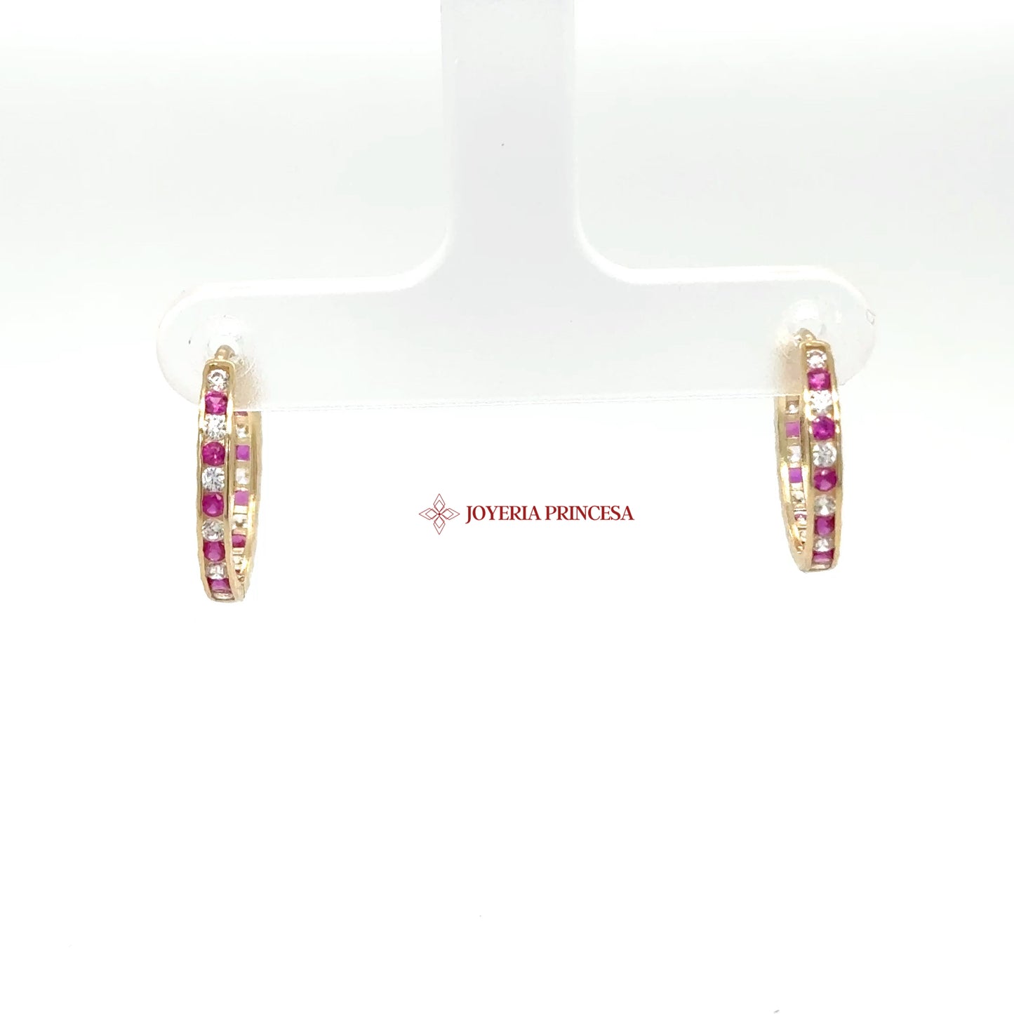 14K Gold Ruby-Inspired Hoop Earrings