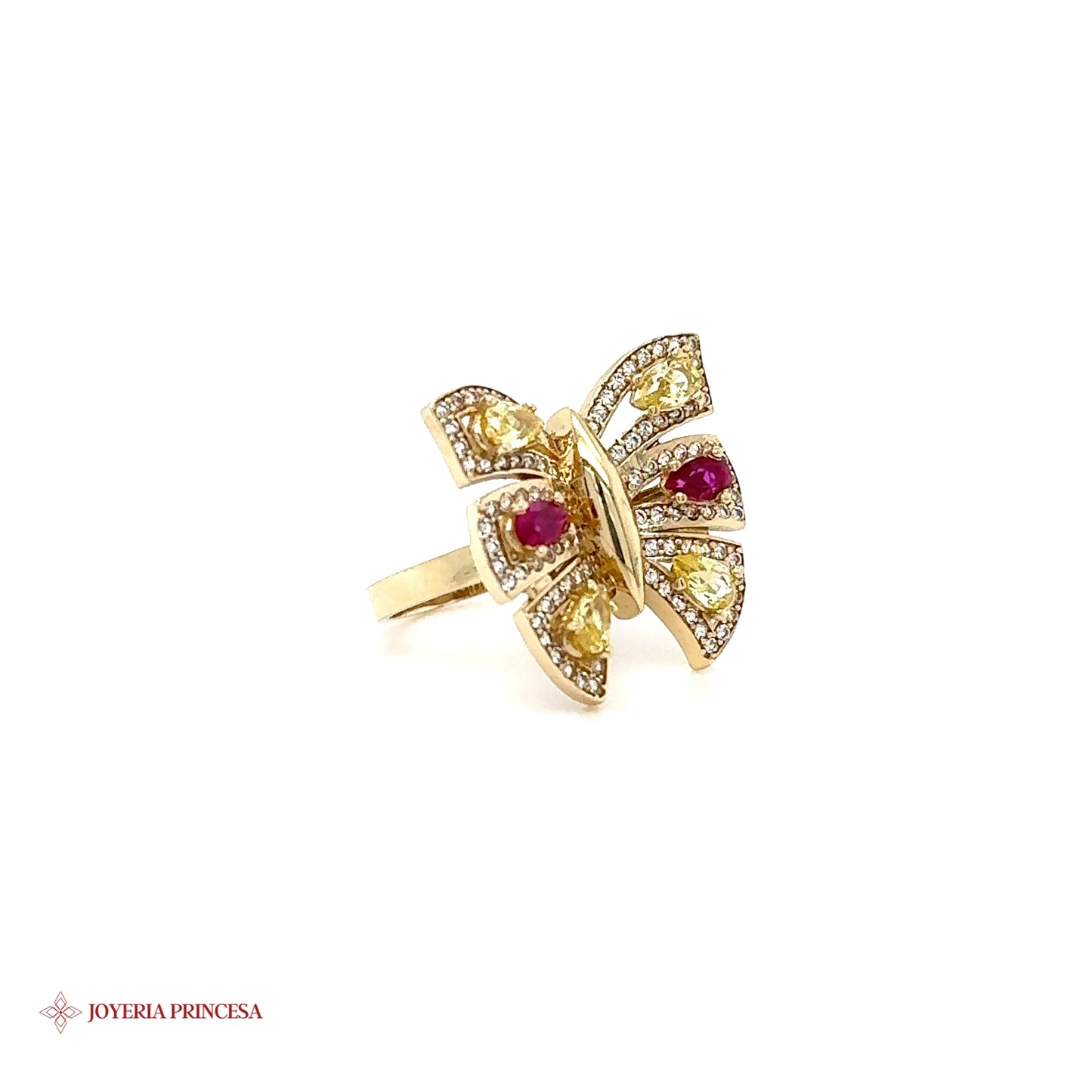 Anillo Mariposa Oro 14K con Circonitas
