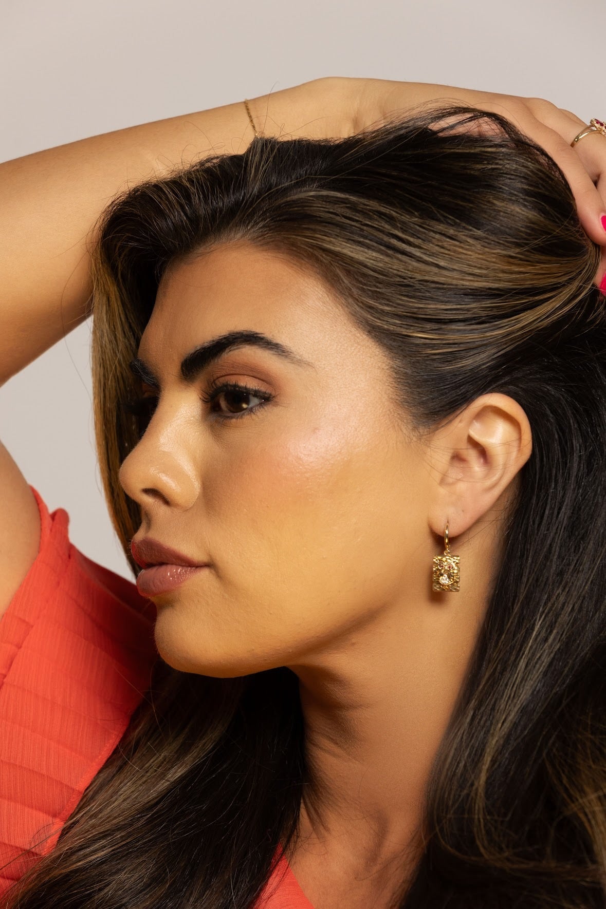 14K Gold Owl Huggie Earrings with CZ Accents
