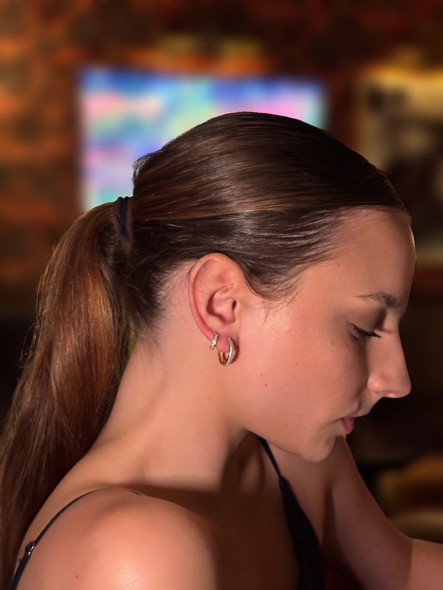 14K Gold Huggie Earrings with Cubic Zirconia (UN-0894)
