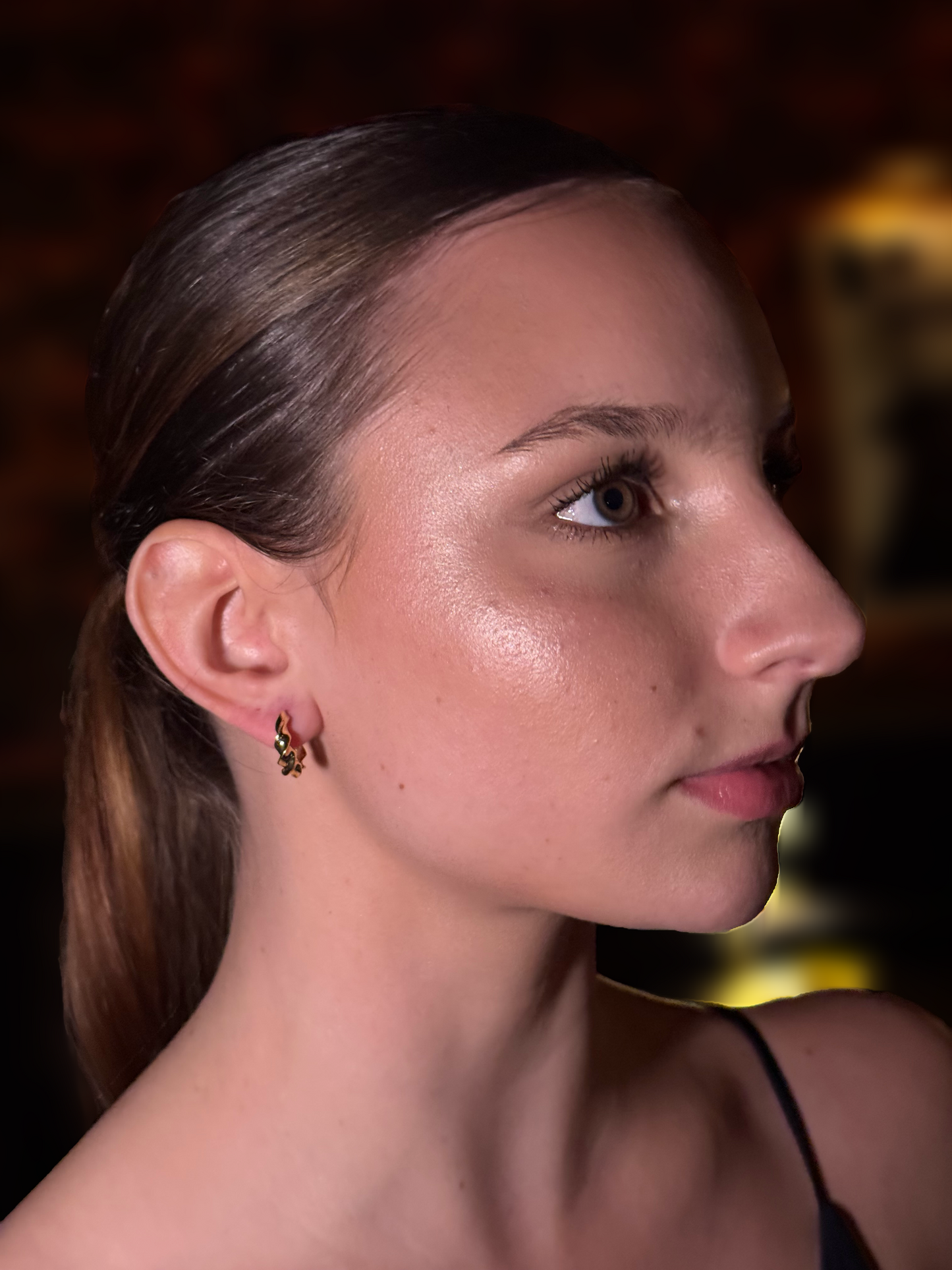 14K Gold Twisted Huggie Earrings