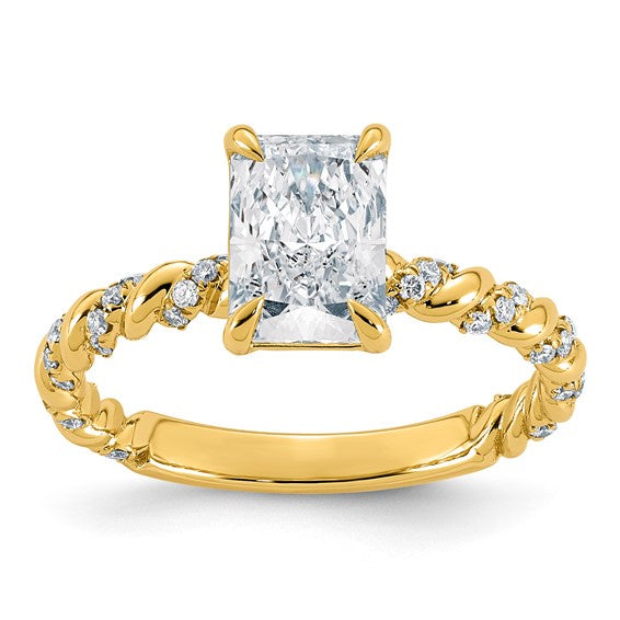 14ky 1 3/4ct Cert Radiant Cut Lab Grown Dia VS+ F+ Ring