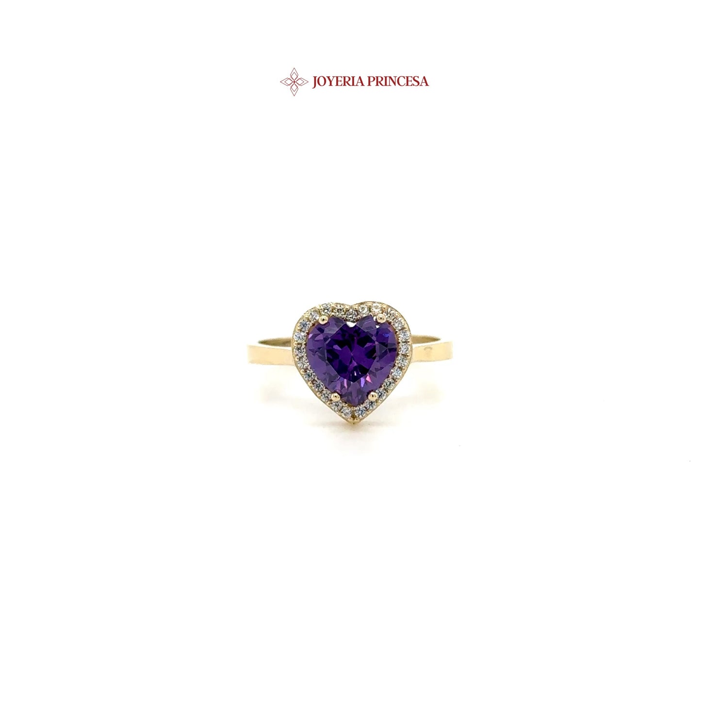 Anillo Corazón Amatista 14K