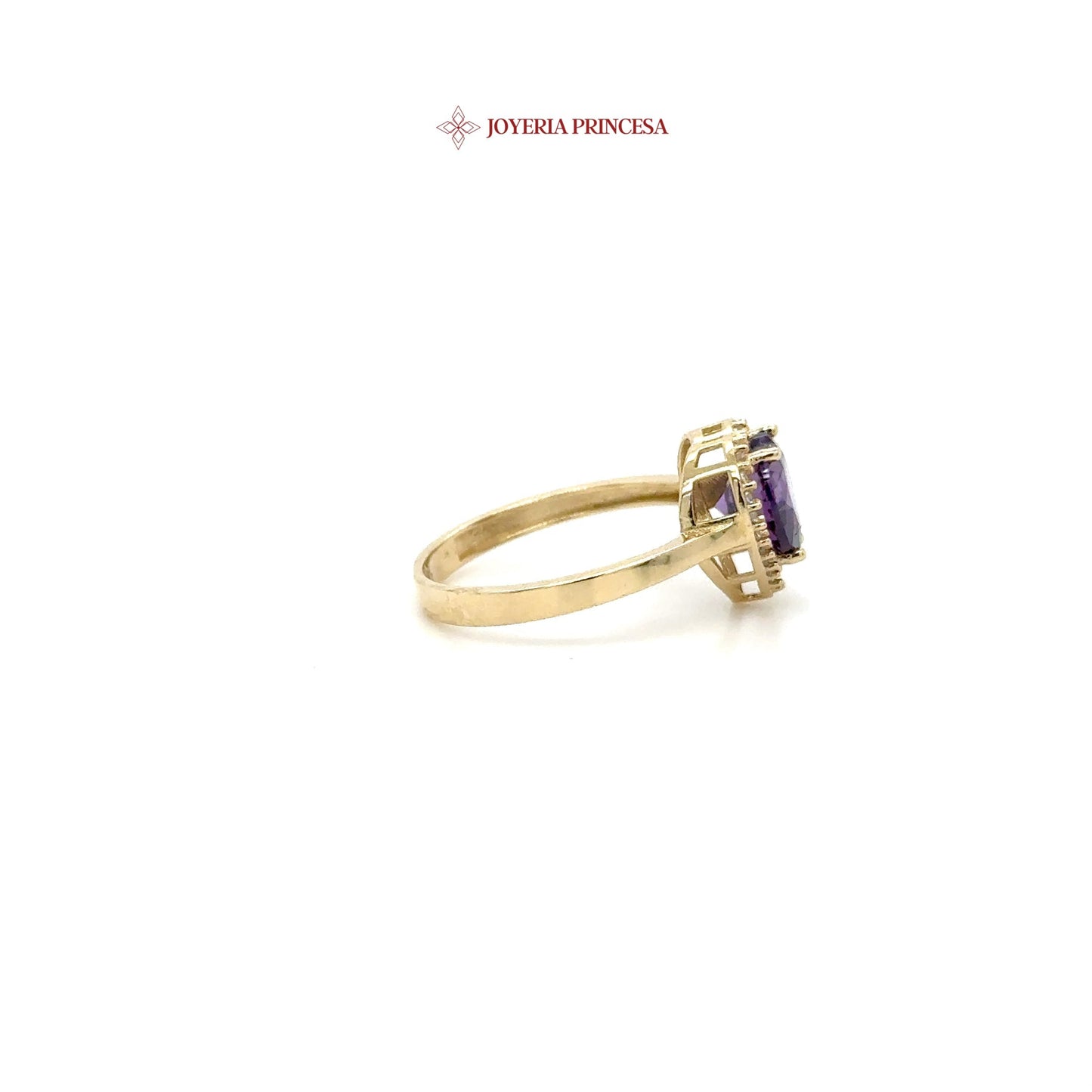 Anillo Corazón Amatista 14K