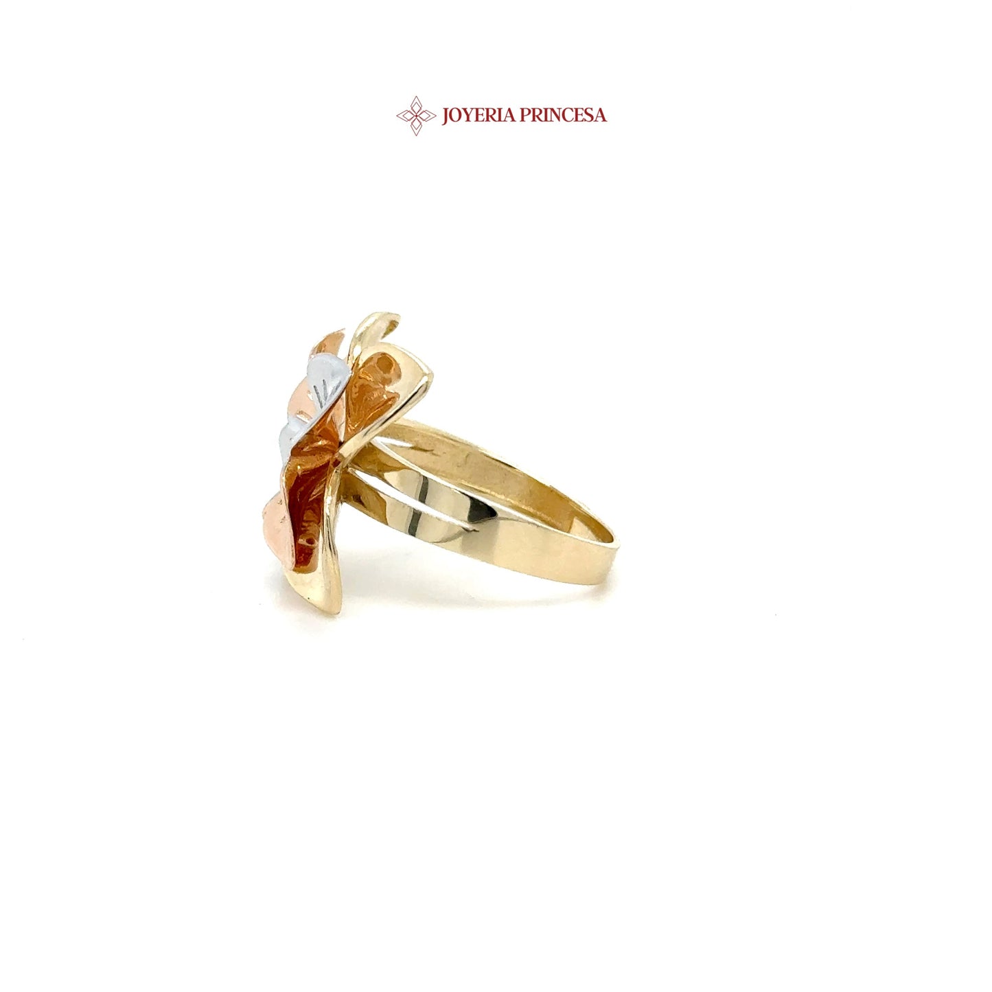 14K Tri-Color Floral Ring
