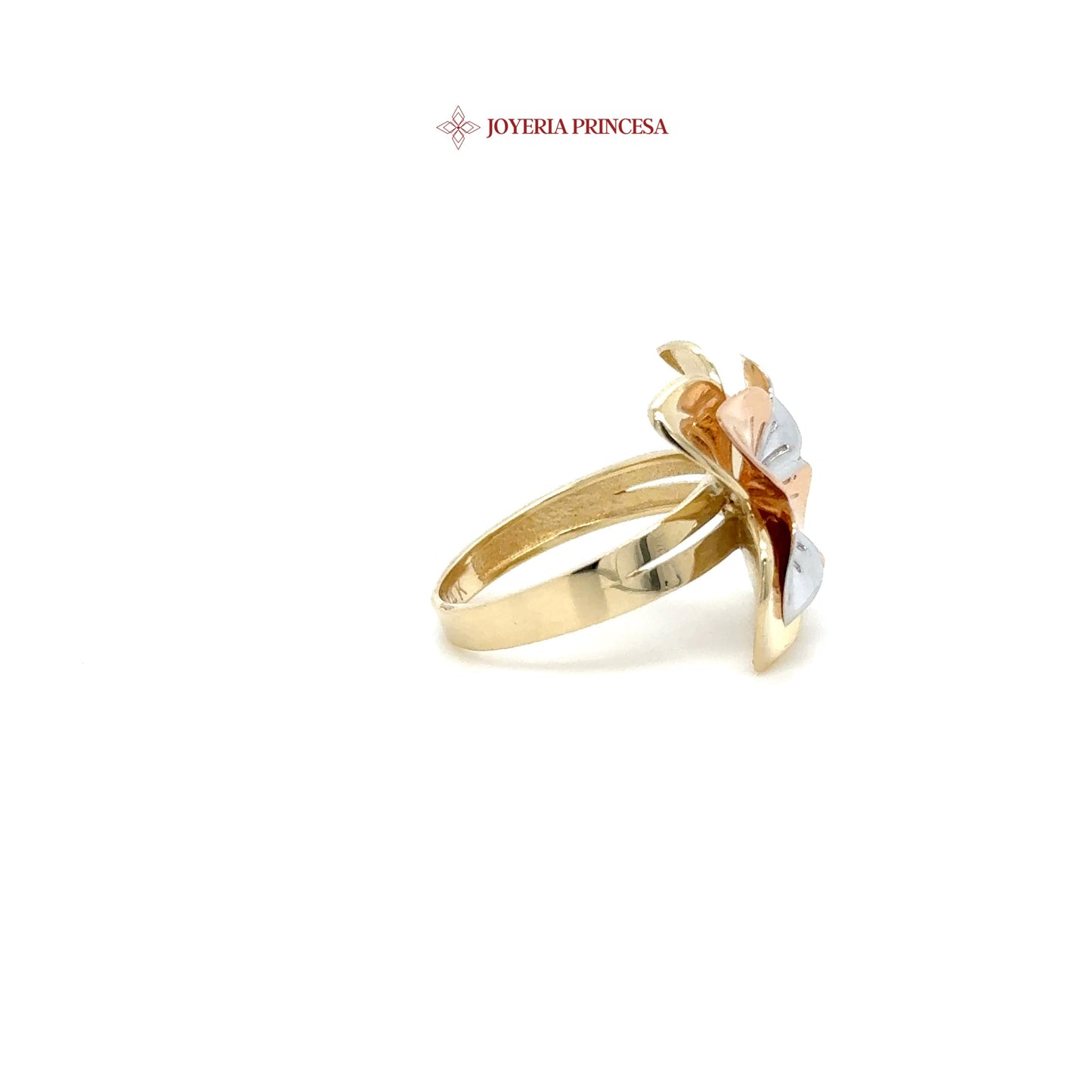14K Tri-Color Floral Ring