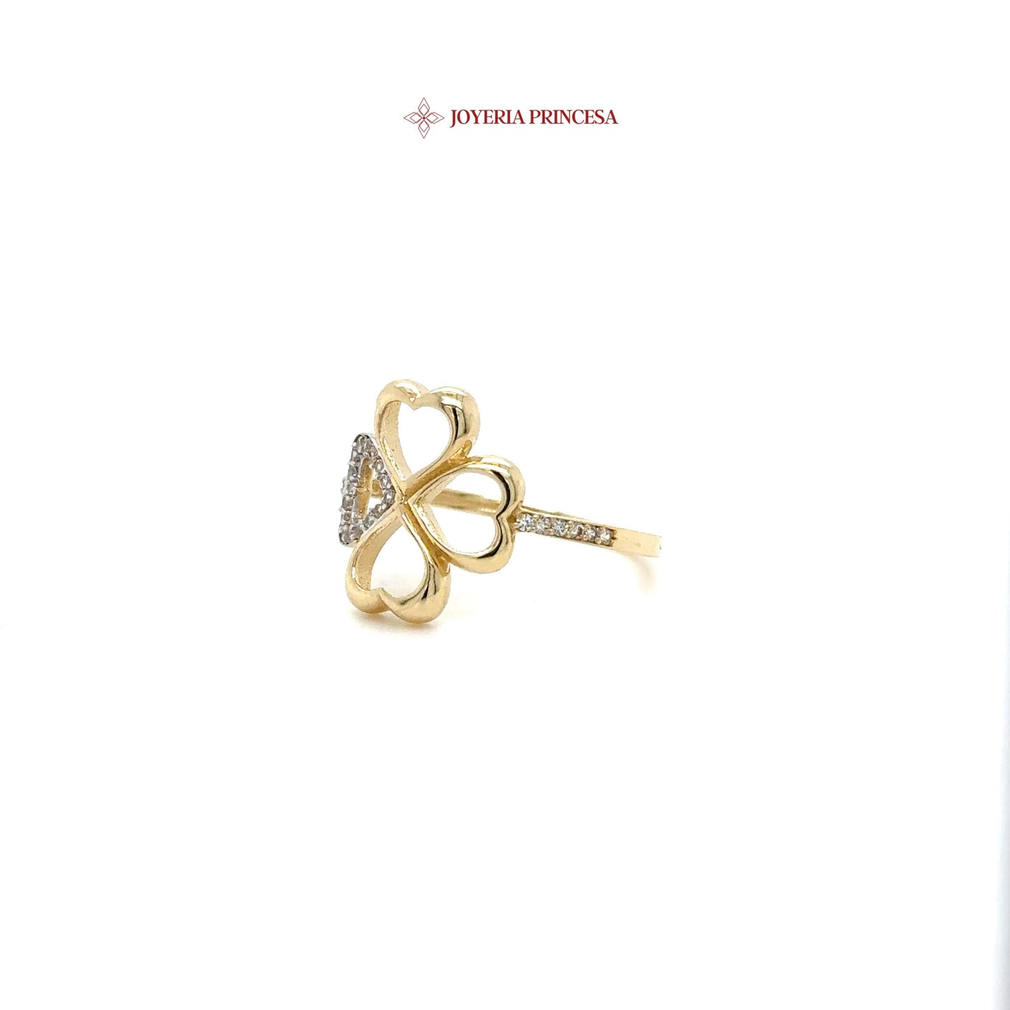 14K Heart Clover Ring