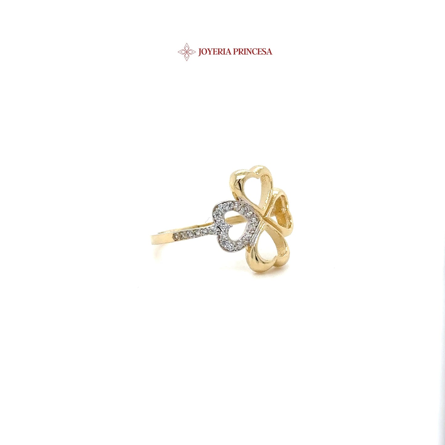 14K Heart Clover Ring