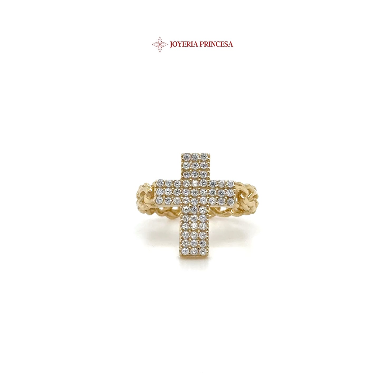 14K Radiant Cross Link Ring