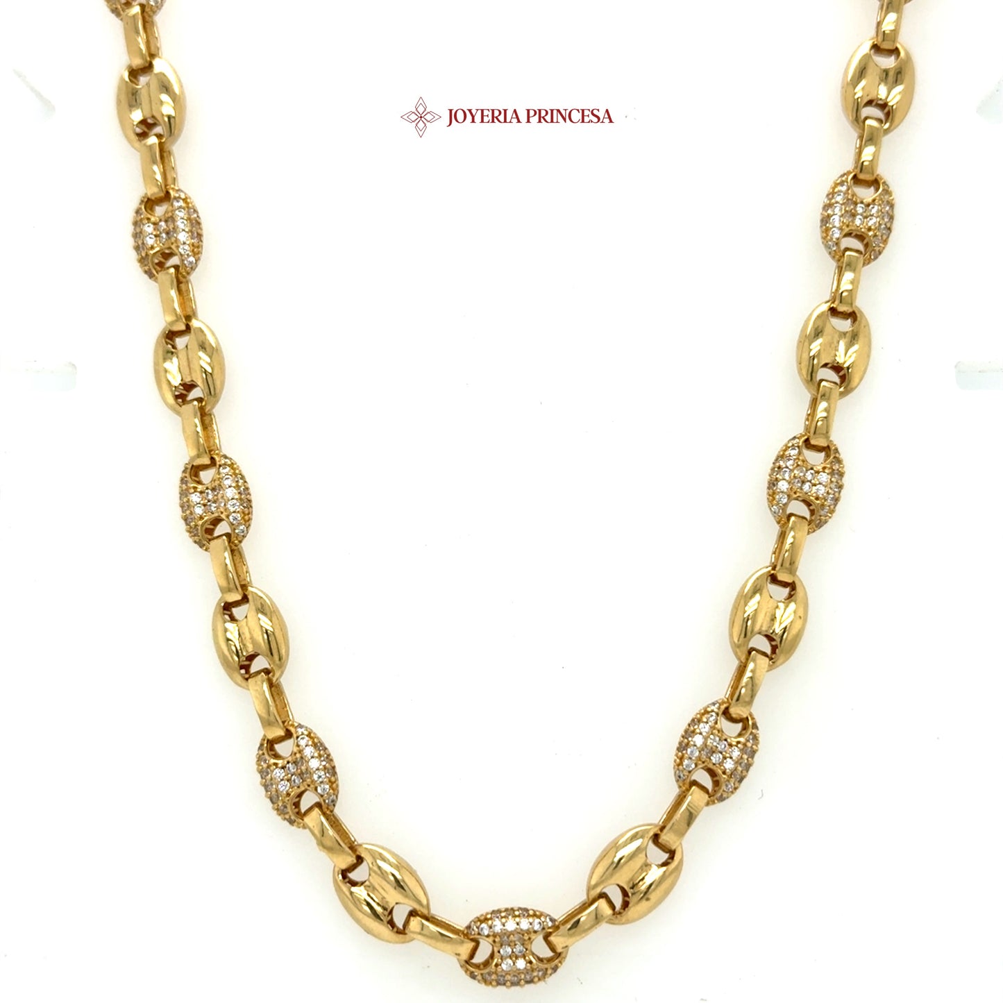 14K 18in 7.5mm Puffy Mariner Chain